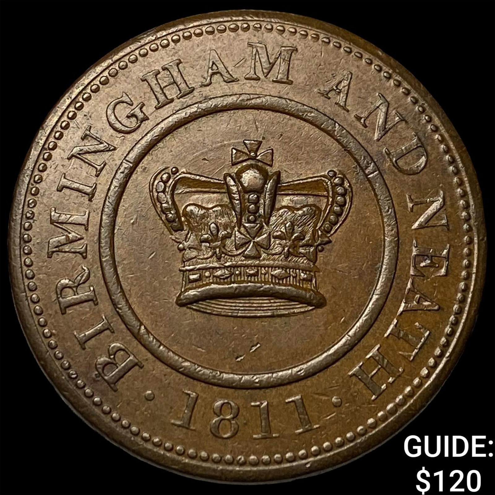 1811 Birmingham Crown Copper Company One Penny NEARLY UNCIRCULATED: 1811 Birmingham Crown Copper Company One Penny NEARLY UNCIRCULATED