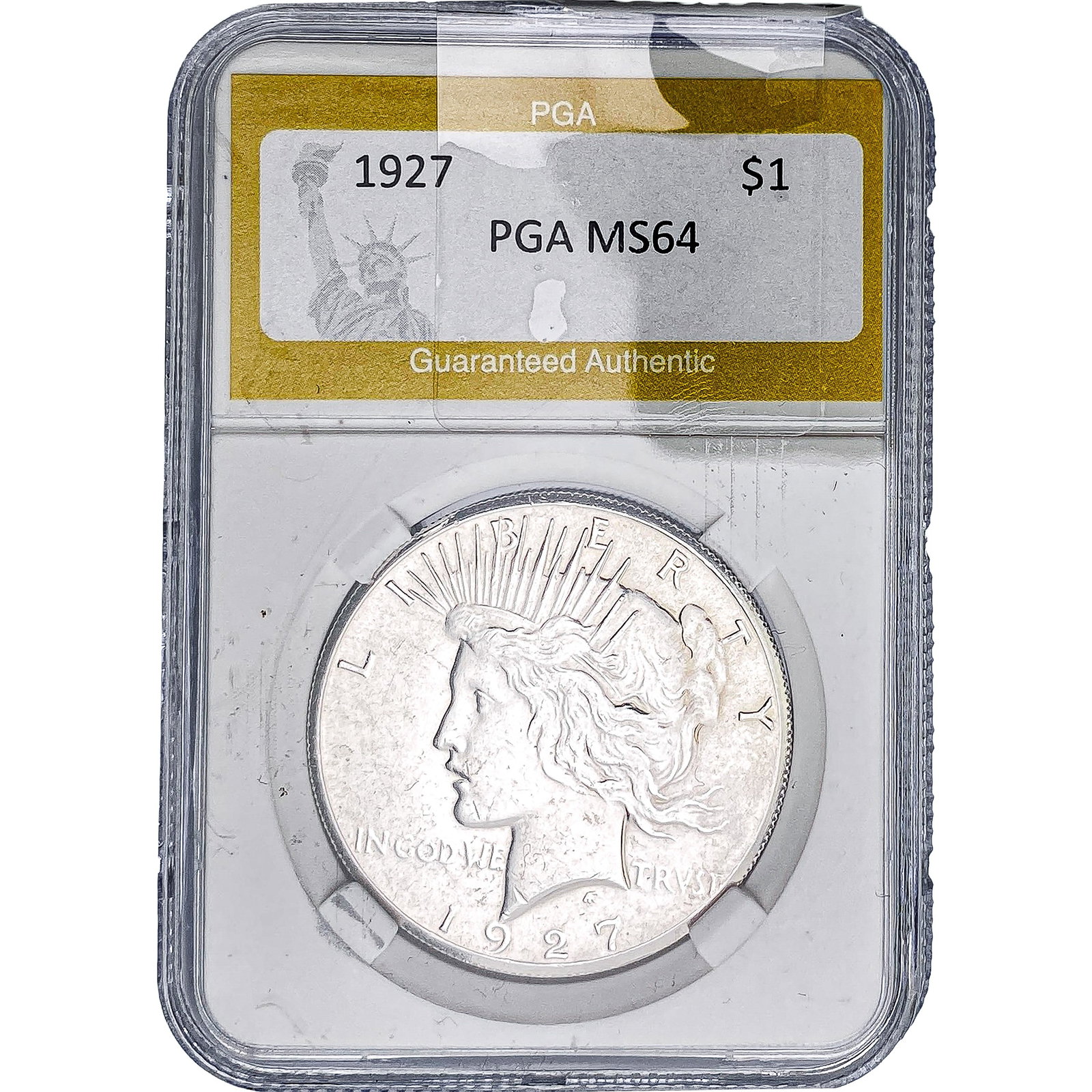 1927 Silver Peace Dollar PGA MS64: 1927 Silver Peace Dollar PGA MS64