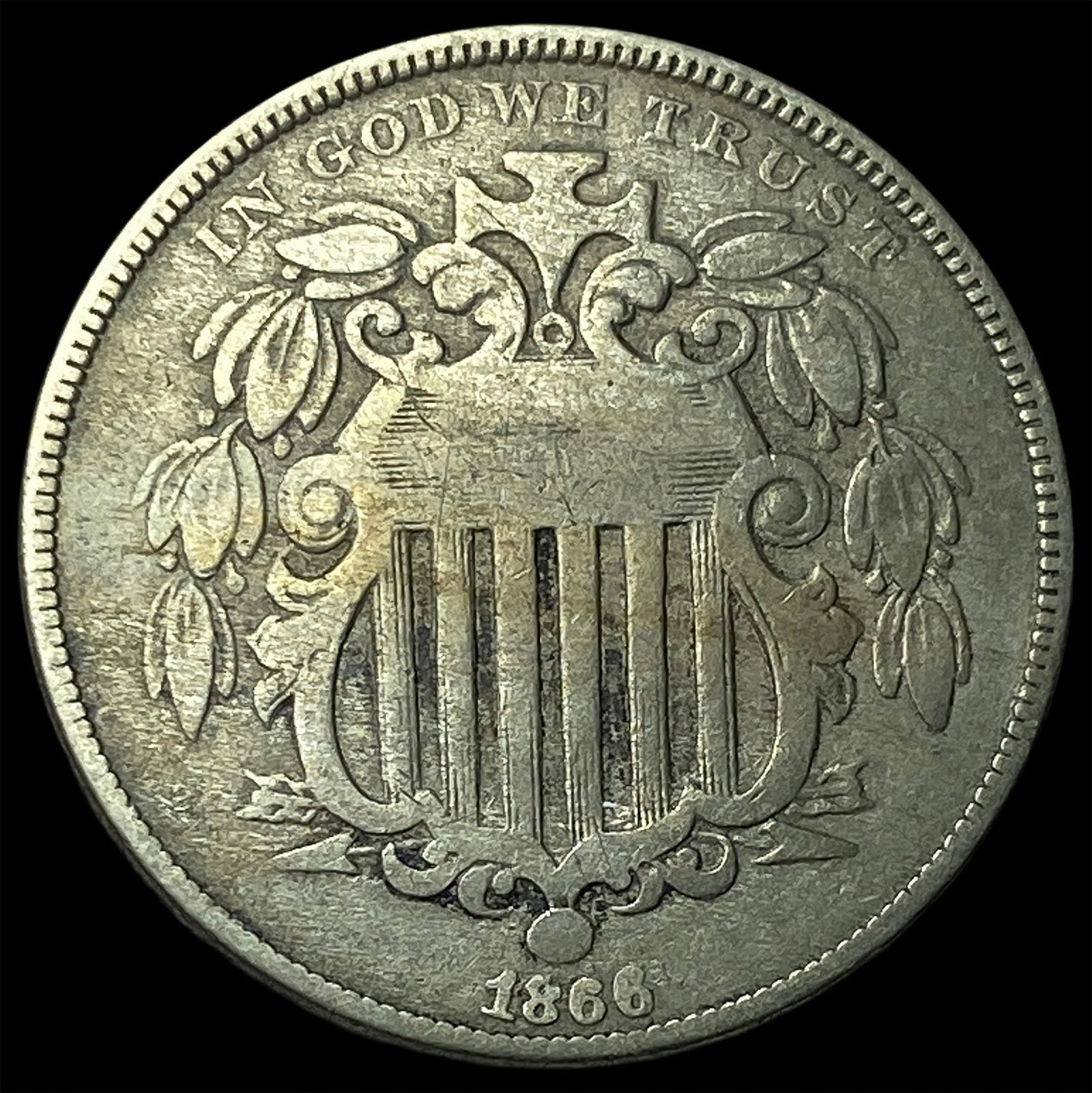 1866 Shield Nickel ABOUT UNCIRCULATED (1 of 2)