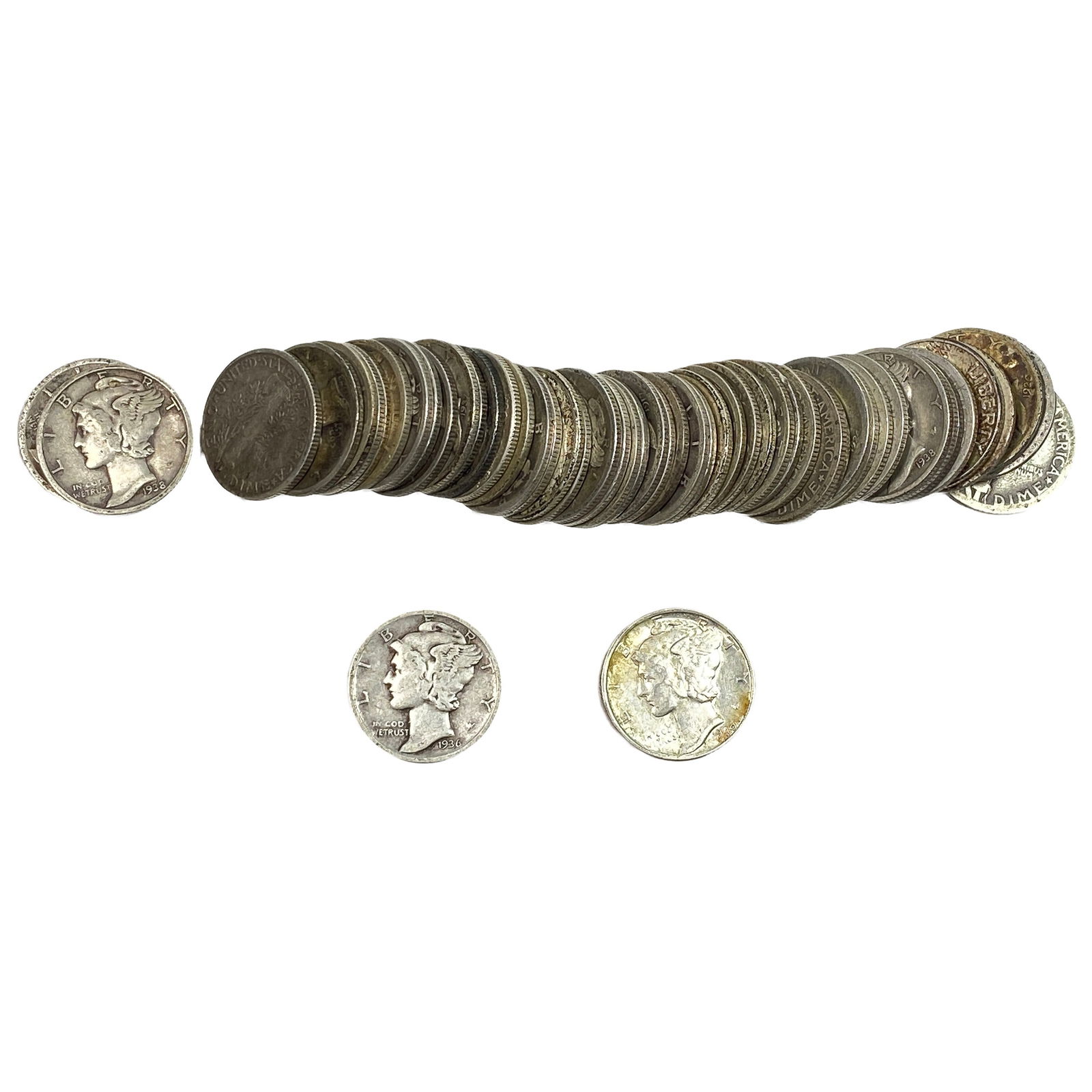[53 Coins]Mixed Dates Silver Dime Roll: [53 Coins]Mixed Dates Silver Dime Roll