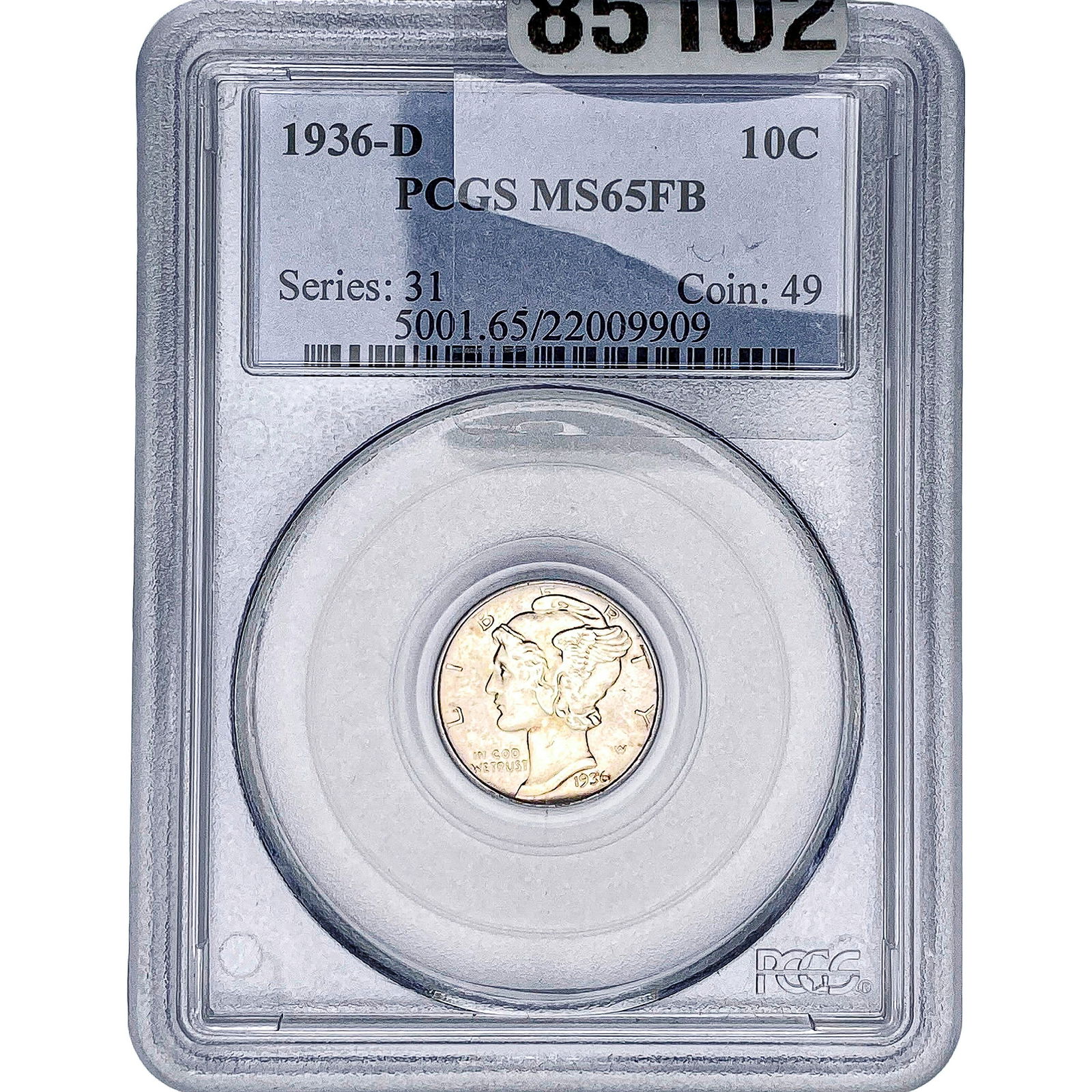 1936-D Mercury Silver Dime PCGS MS65 FB (1 of 2)