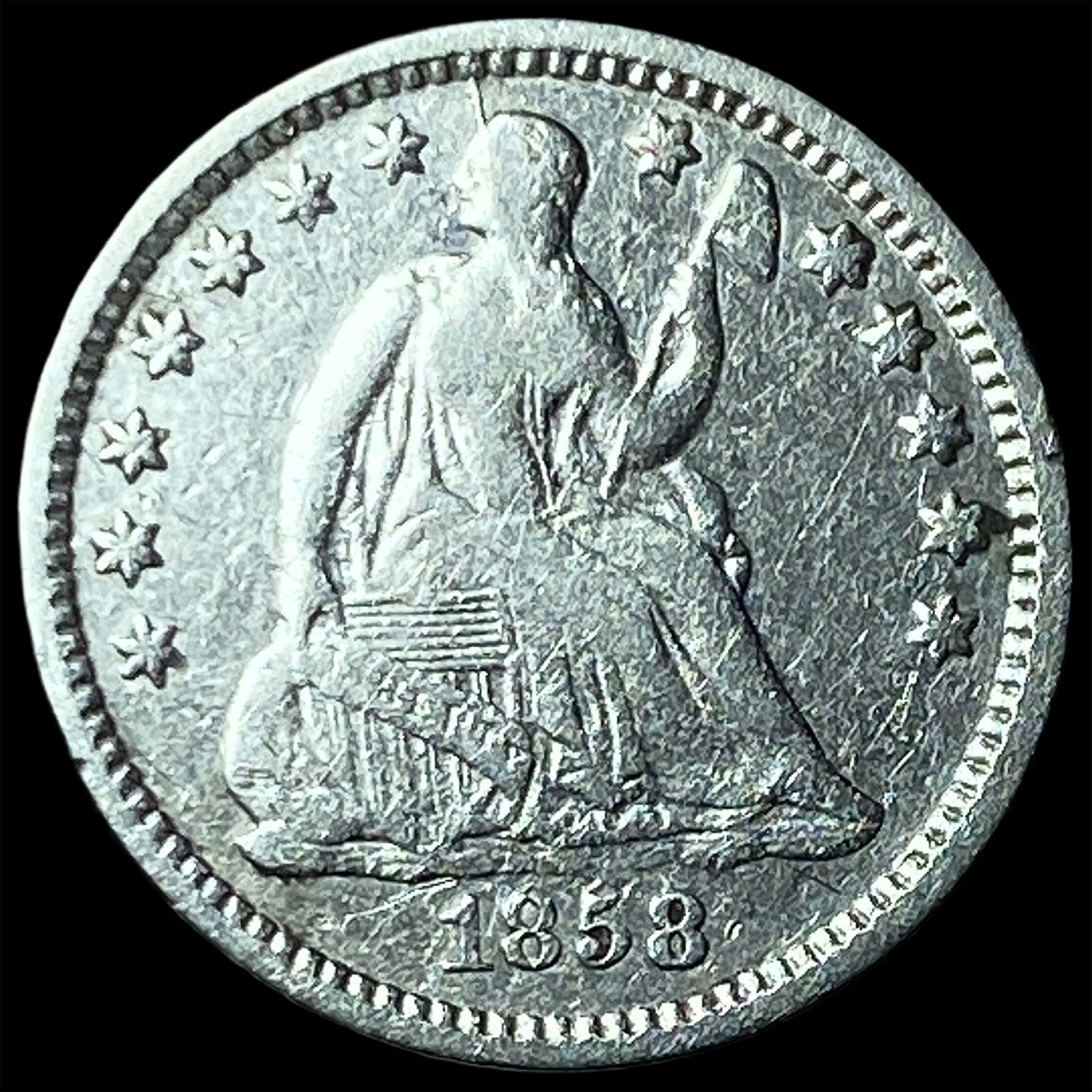 1858-O Silver Half Dime LIGHTLY CIRCULATED: 1858-O Silver Half Dime LIGHTLY CIRCULATED