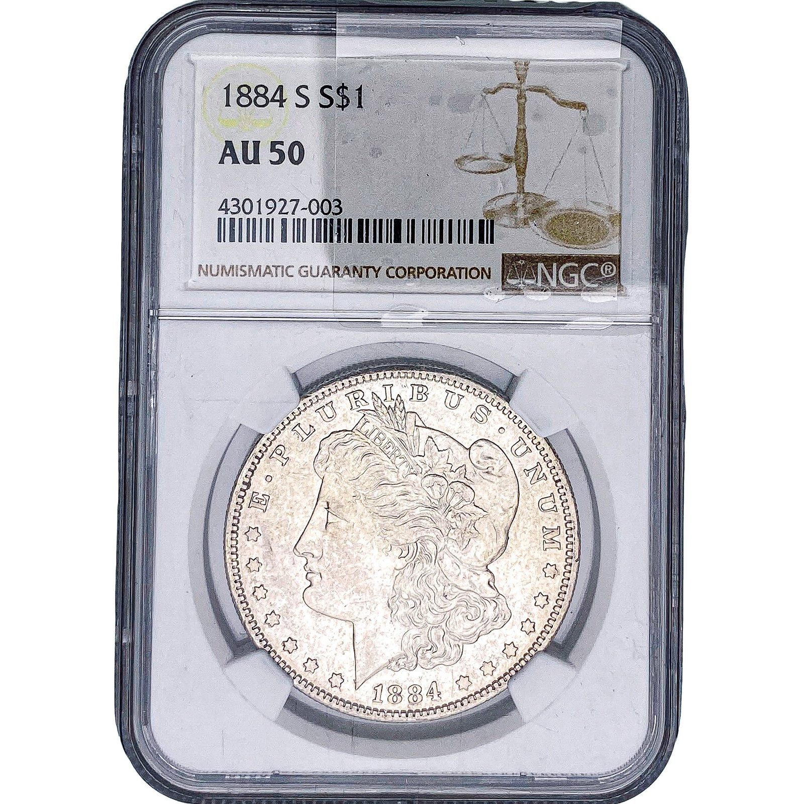 1884-S Morgan Silver Dollar NGC AU50: 1884-S Morgan Silver Dollar NGC AU50