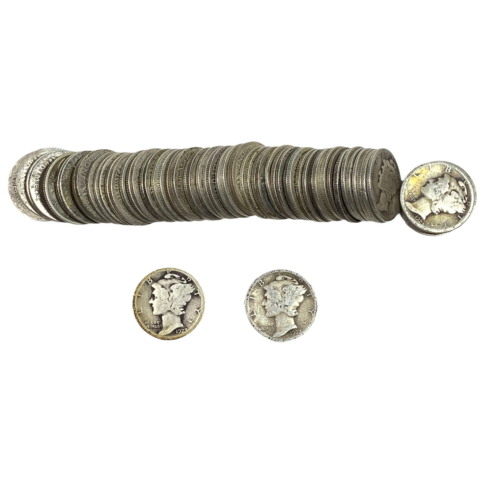 [61 Coins]Mixed Dates Silver Mercury Dime Roll (1 of 2)