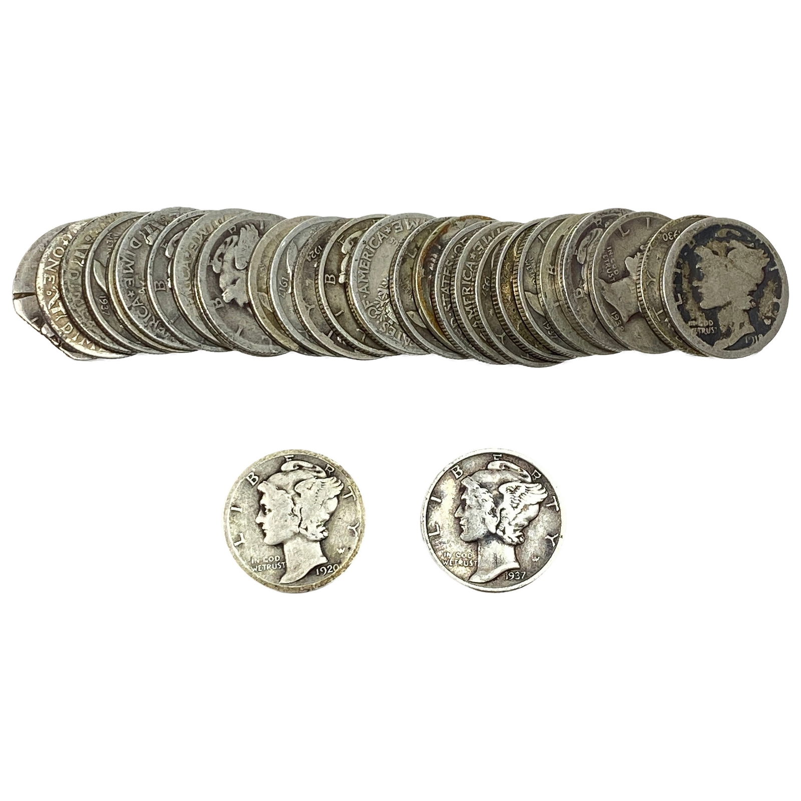 [31 Coins]Mixed Dates Silver Mercury Dime Roll: [31 Coins]Mixed Dates Silver Mercury Dime Roll
