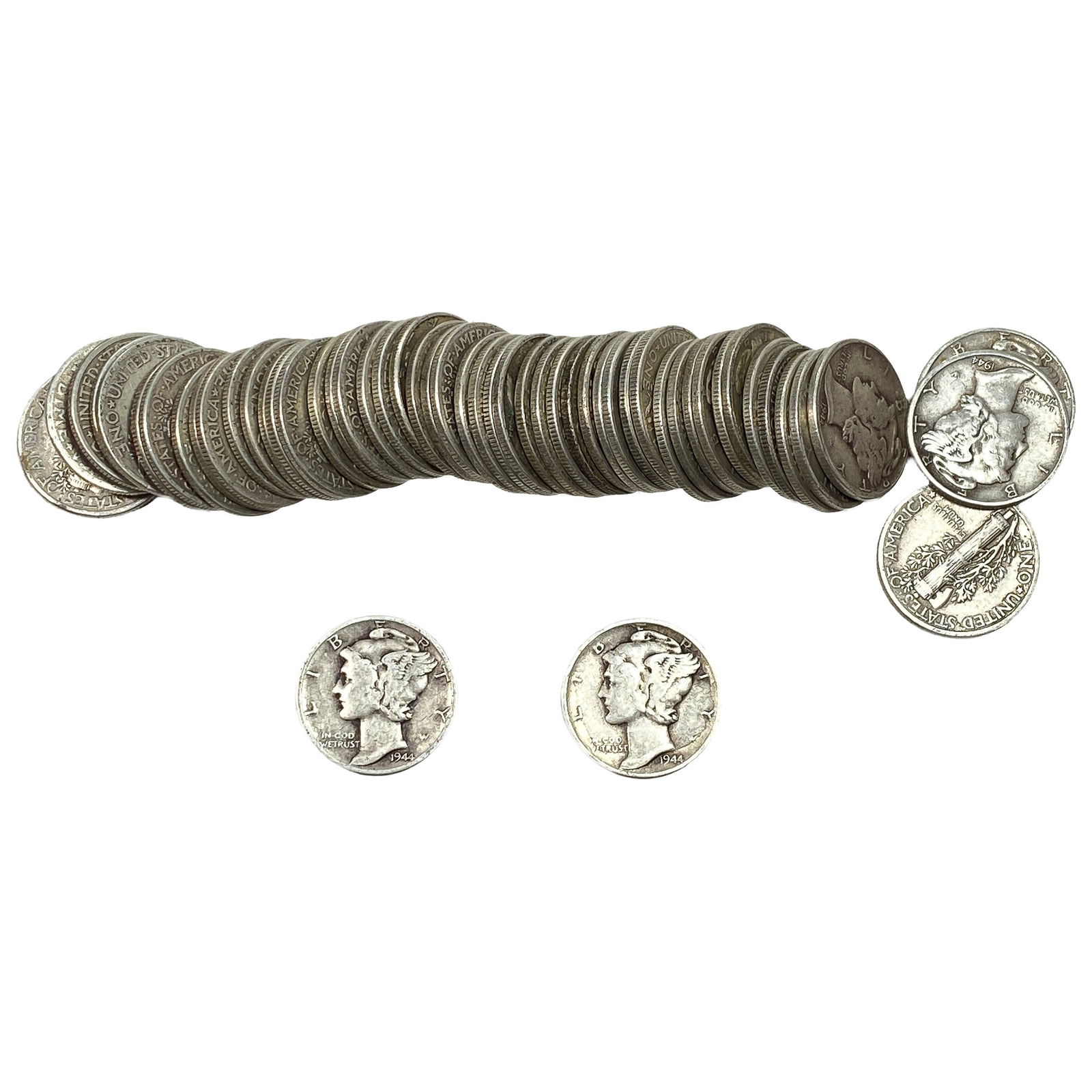 [53 Coins]Mixed Dates Silver Mercury Dime Roll: [53 Coins]Mixed Dates Silver Mercury Dime Roll