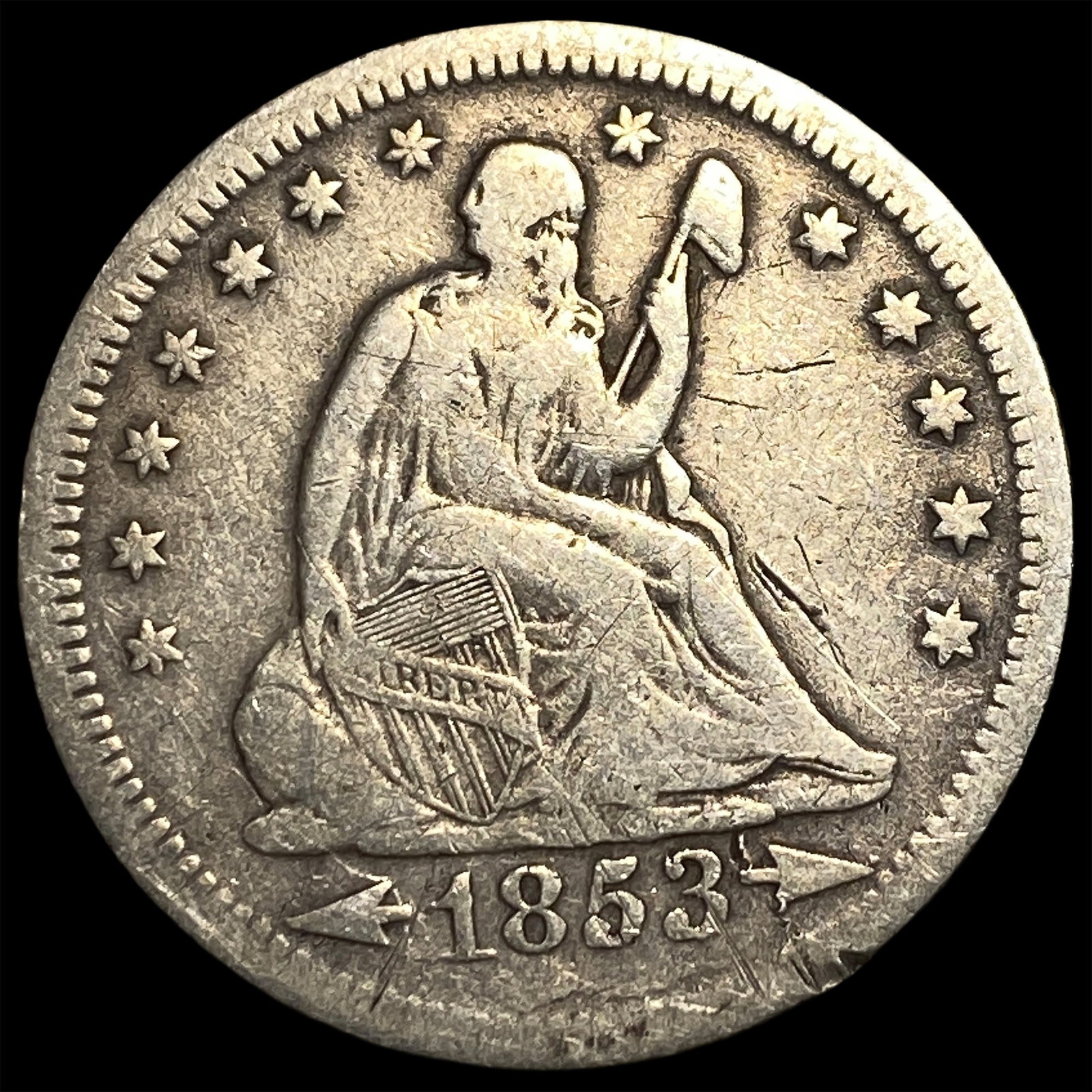 1853-O Arrows/Rays Seated Liberty Quarter LIGHTLY CIRCULATED: 1853-O Arrows/Rays Seated Liberty Quarter LIGHTLY CIRCULATED