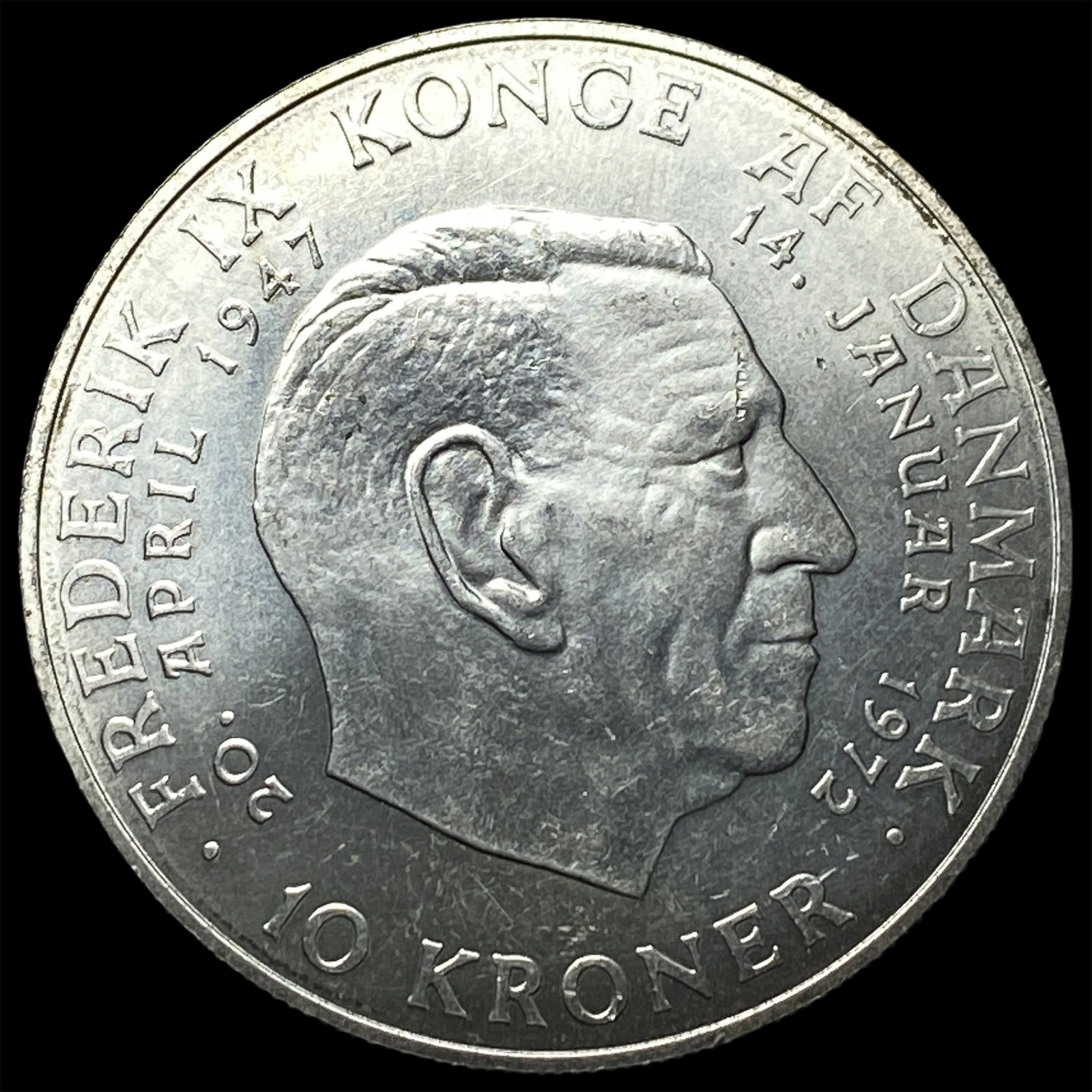 1972 Denmark .5247oz Silver 10 Kroner NEARLY UNCIRCULATED: 1972 Denmark .5247oz Silver 10 Kroner NEARLY UNCIRCULATED