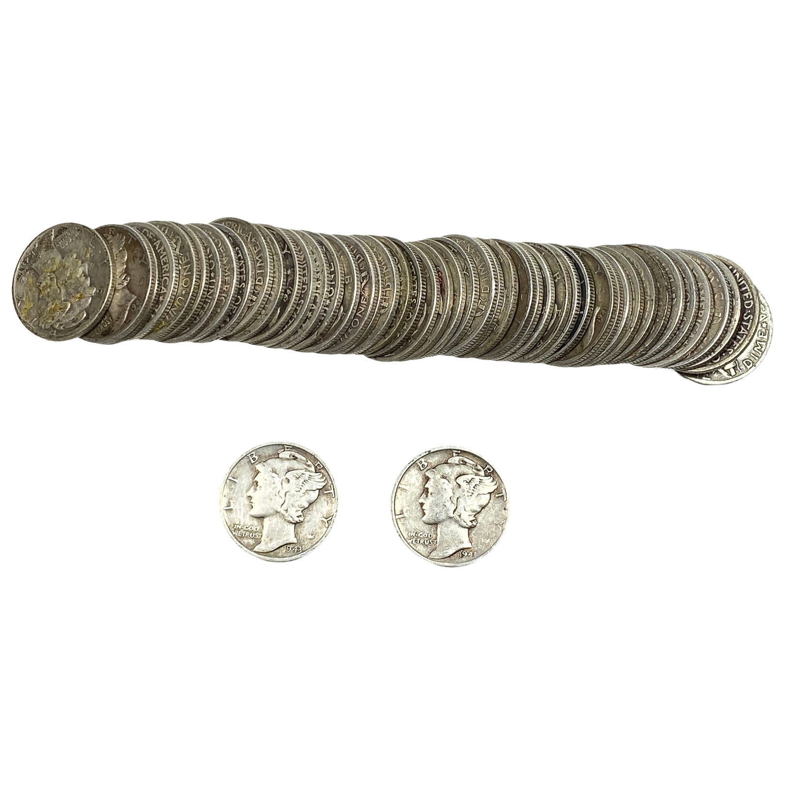 [50 Coins]Mixed Dates Silver Mercury Dime Roll: [50 Coins]Mixed Dates Silver Mercury Dime Roll