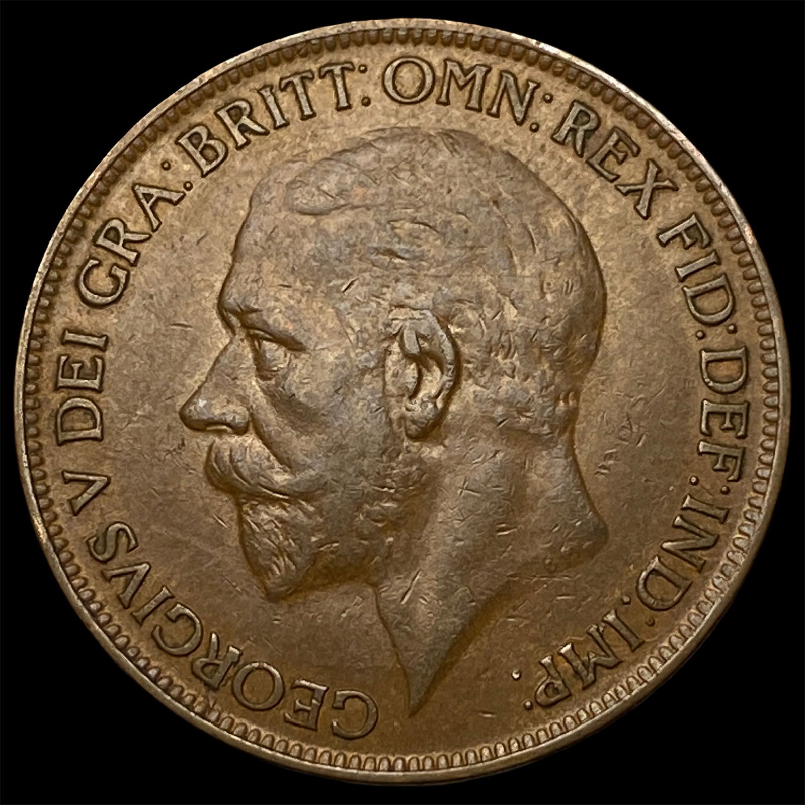 1927 Great Britain One Penny - George V NEARLY UNCIRCULATED: 1927 Great Britain One Penny - George V NEARLY UNCIRCULATED