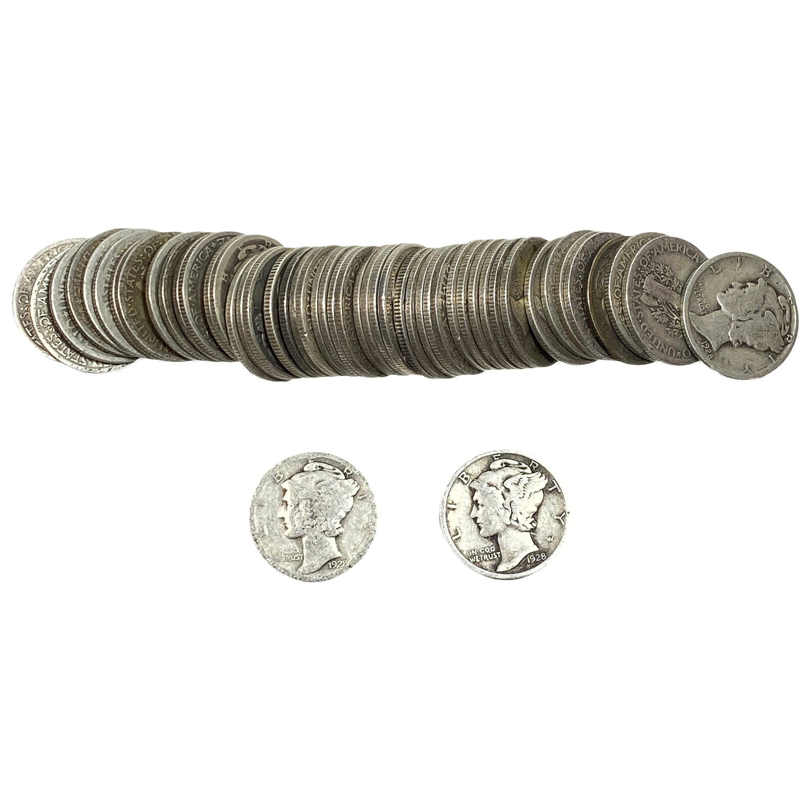 [50 Coins]Mixed Dates Silver Mercury Dime Roll: [50 Coins]Mixed Dates Silver Mercury Dime Roll