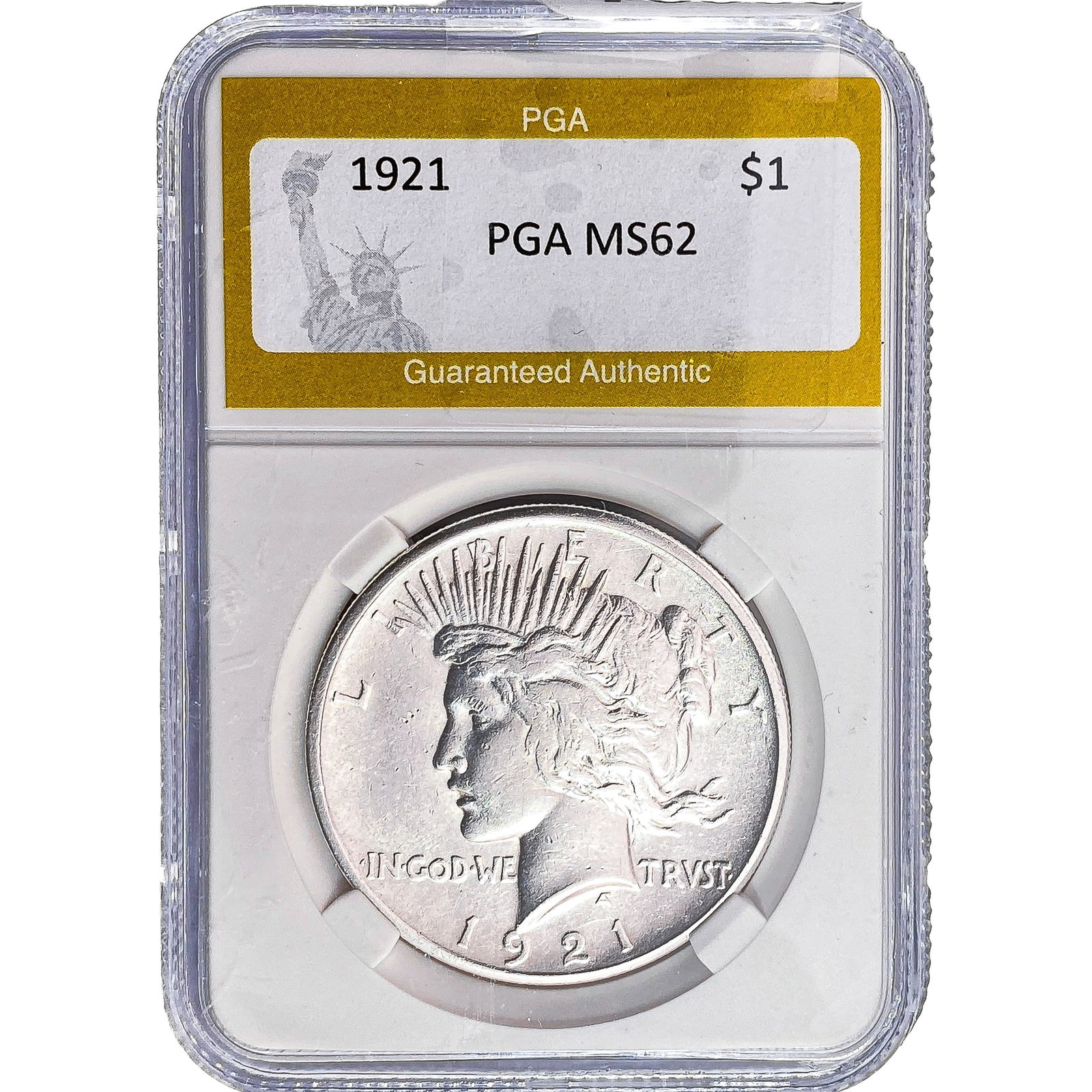 1921 Silver Peace Dollar PGA MS62: 1921 Silver Peace Dollar PGA MS62