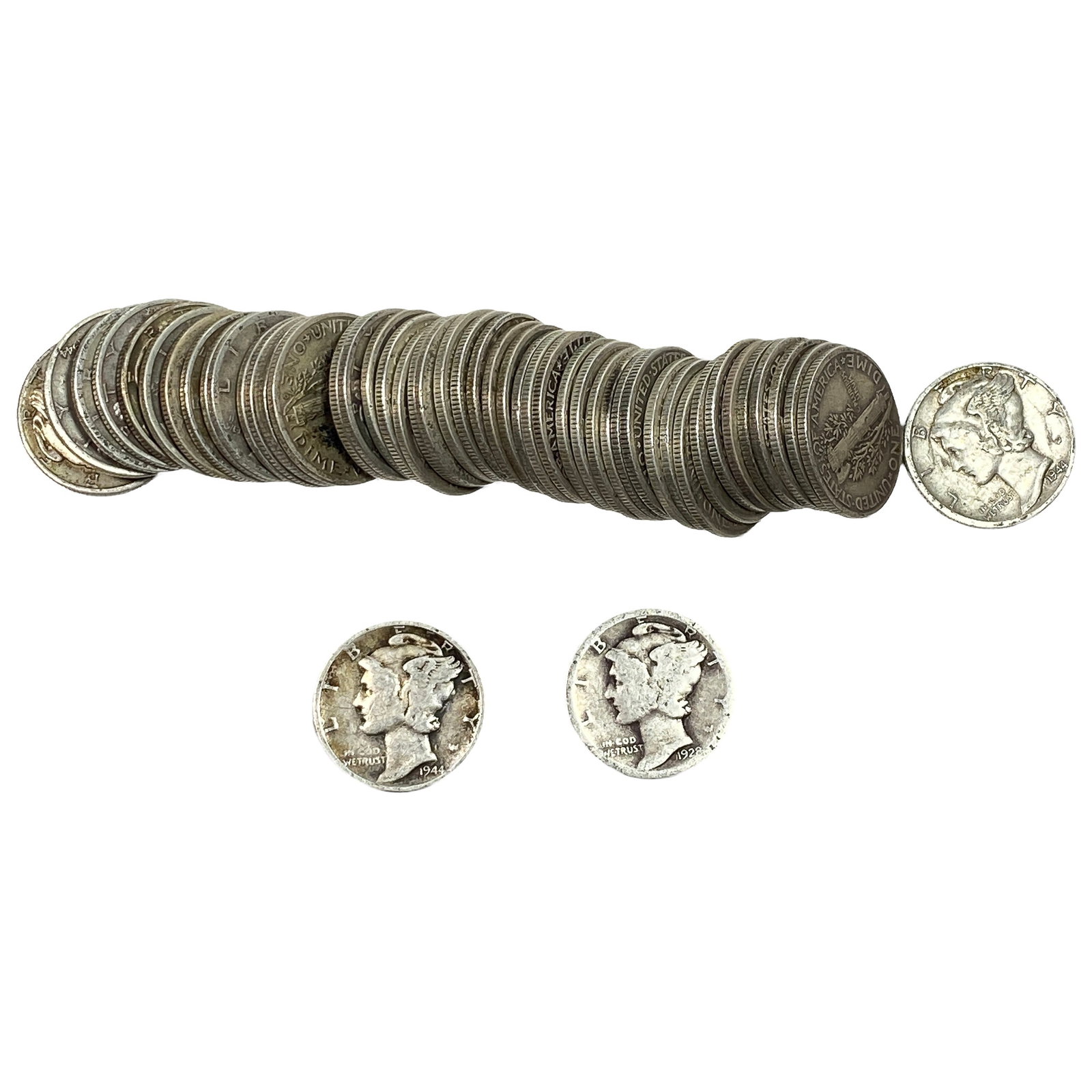 [50 Coins]Mixed Dates Silver Mercury Dime Roll: [50 Coins]Mixed Dates Silver Mercury Dime Roll