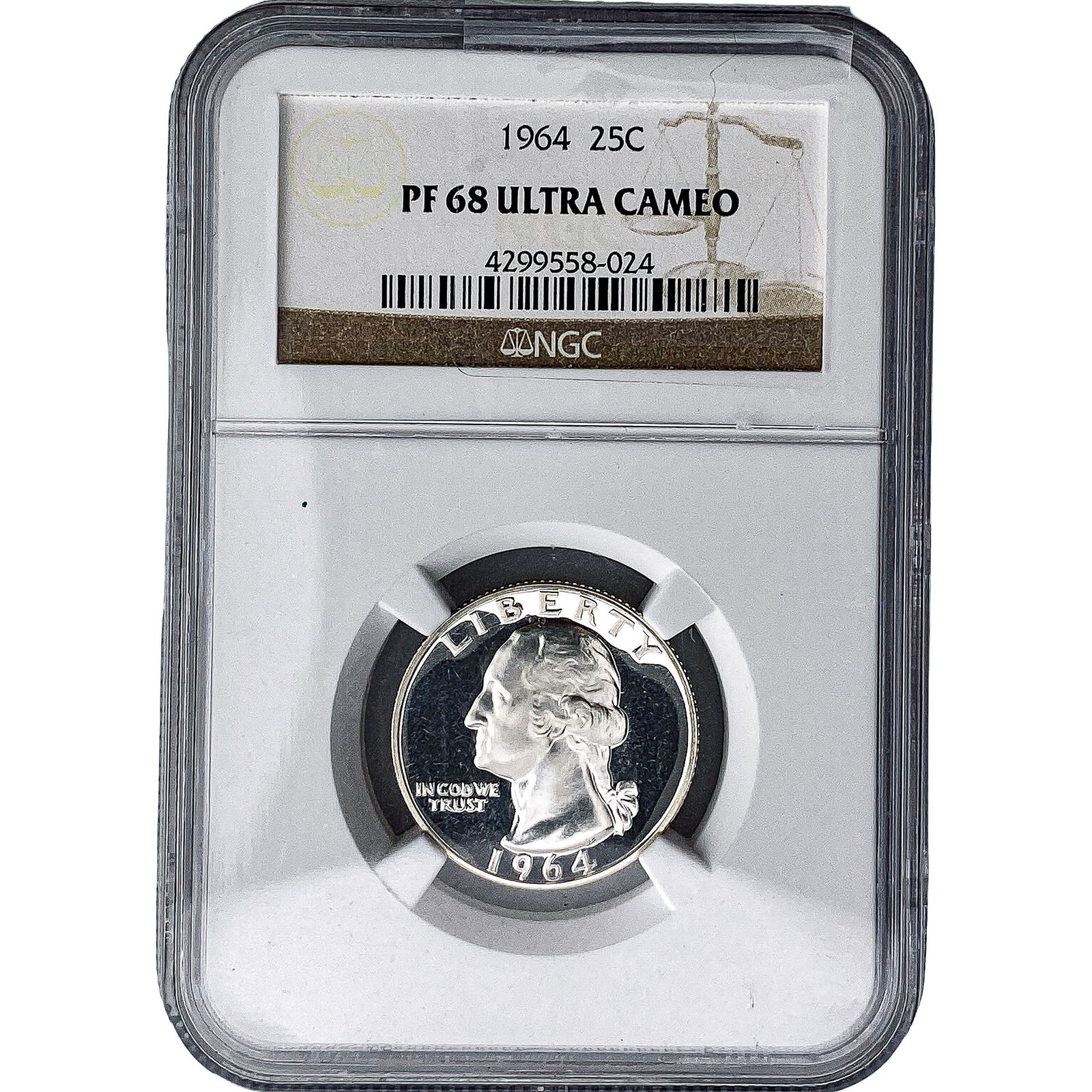 1964 Washington Silver Quarter NGC PF68 Ultra Cameo: 1964 Washington Silver Quarter NGC PF68 Ultra Cameo