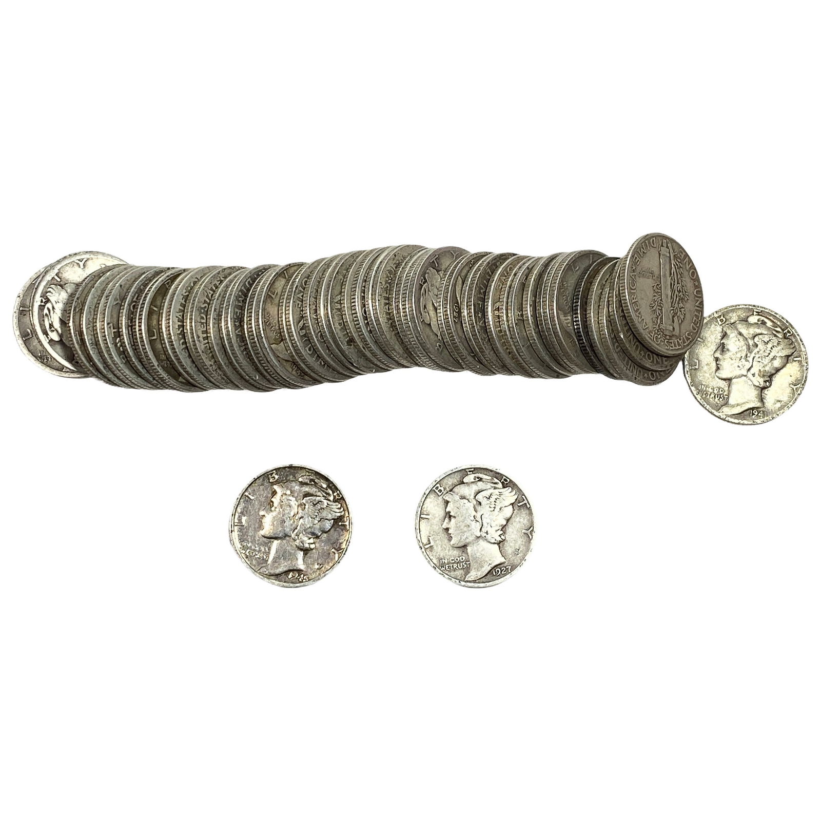 [52 Coins]Mixed Dates Silver Mercury Dime Roll: [52 Coins]Mixed Dates Silver Mercury Dime Roll