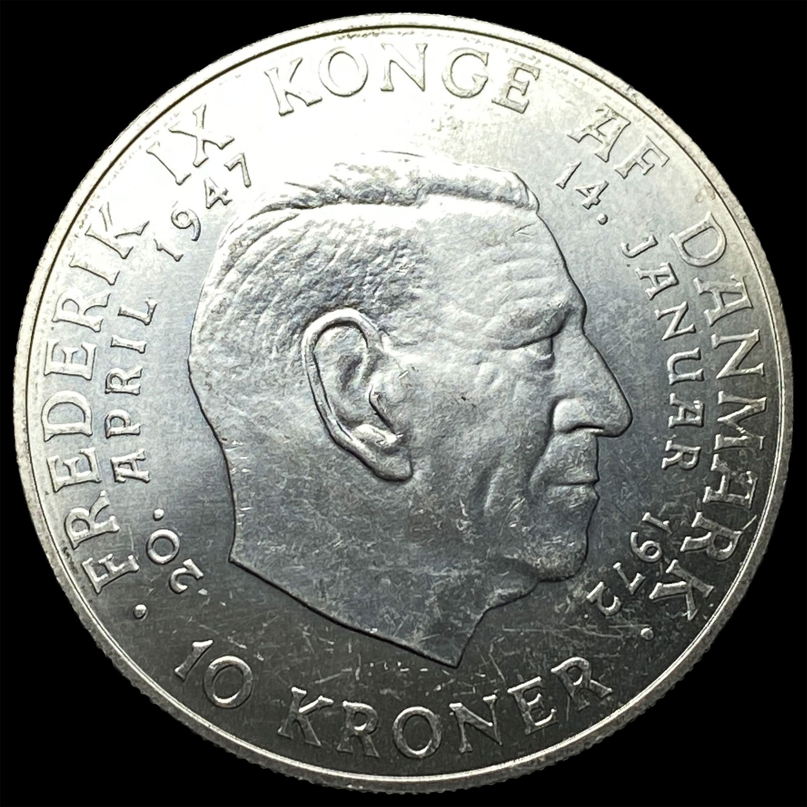 1972 Denmark .5247oz Silver 10 Kroner NEARLY UNCIRCULATED: 1972 Denmark .5247oz Silver 10 Kroner NEARLY UNCIRCULATED