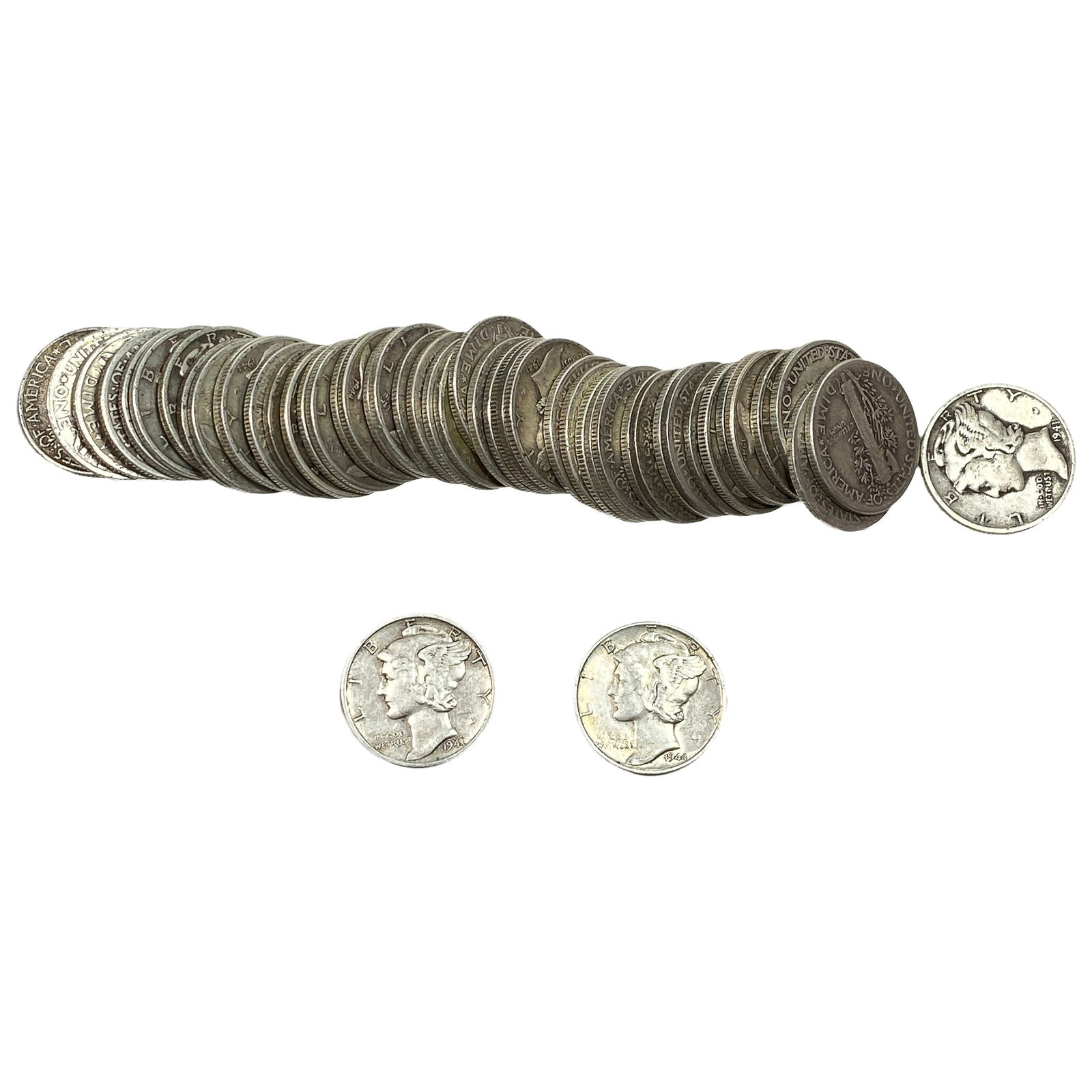 [50 Coins]Mixed Dates Silver Mercury Dime Roll: [50 Coins]Mixed Dates Silver Mercury Dime Roll