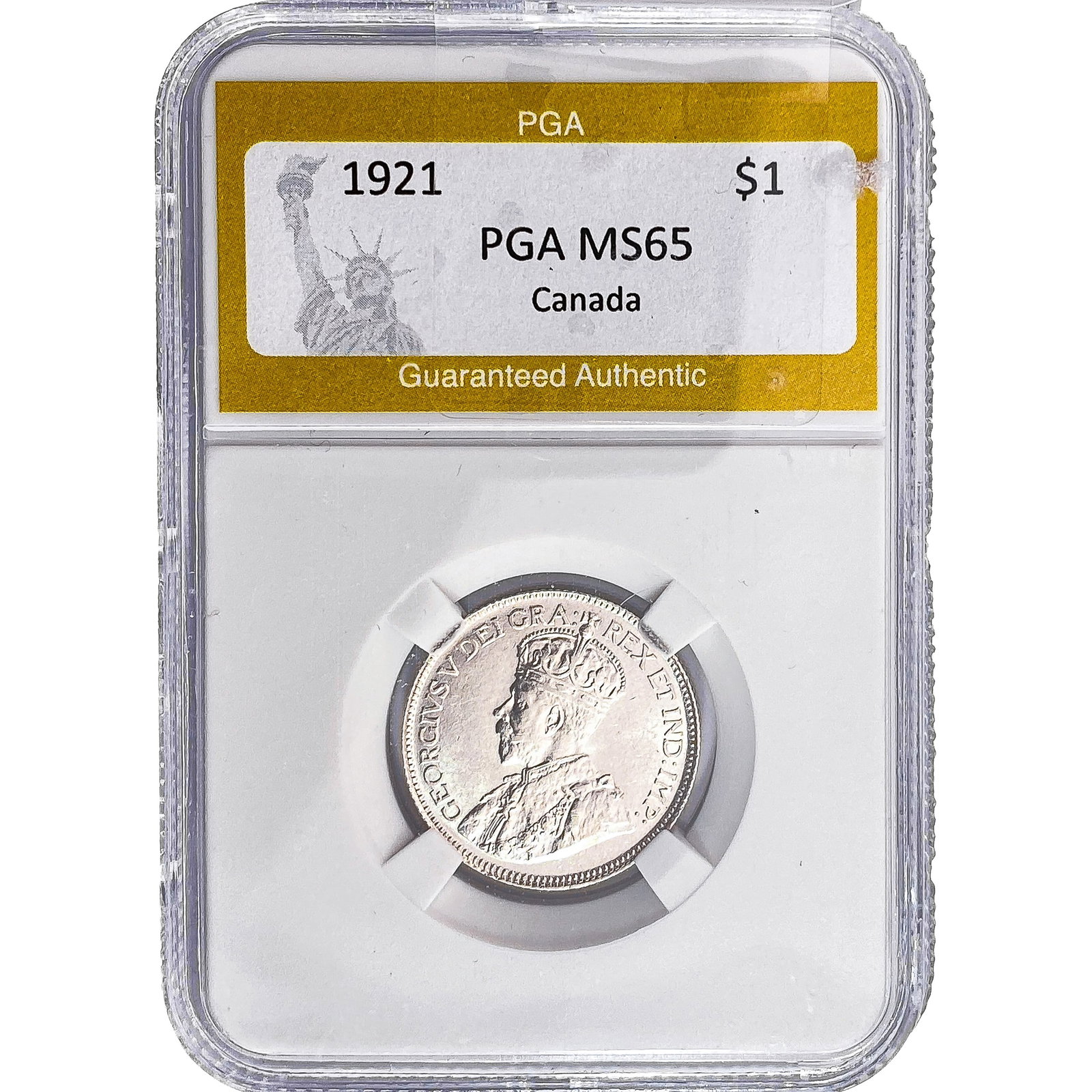 1921 Canada Silver 25 Cents PGA MS65: 1921 Canada Silver 25 Cents PGA MS65