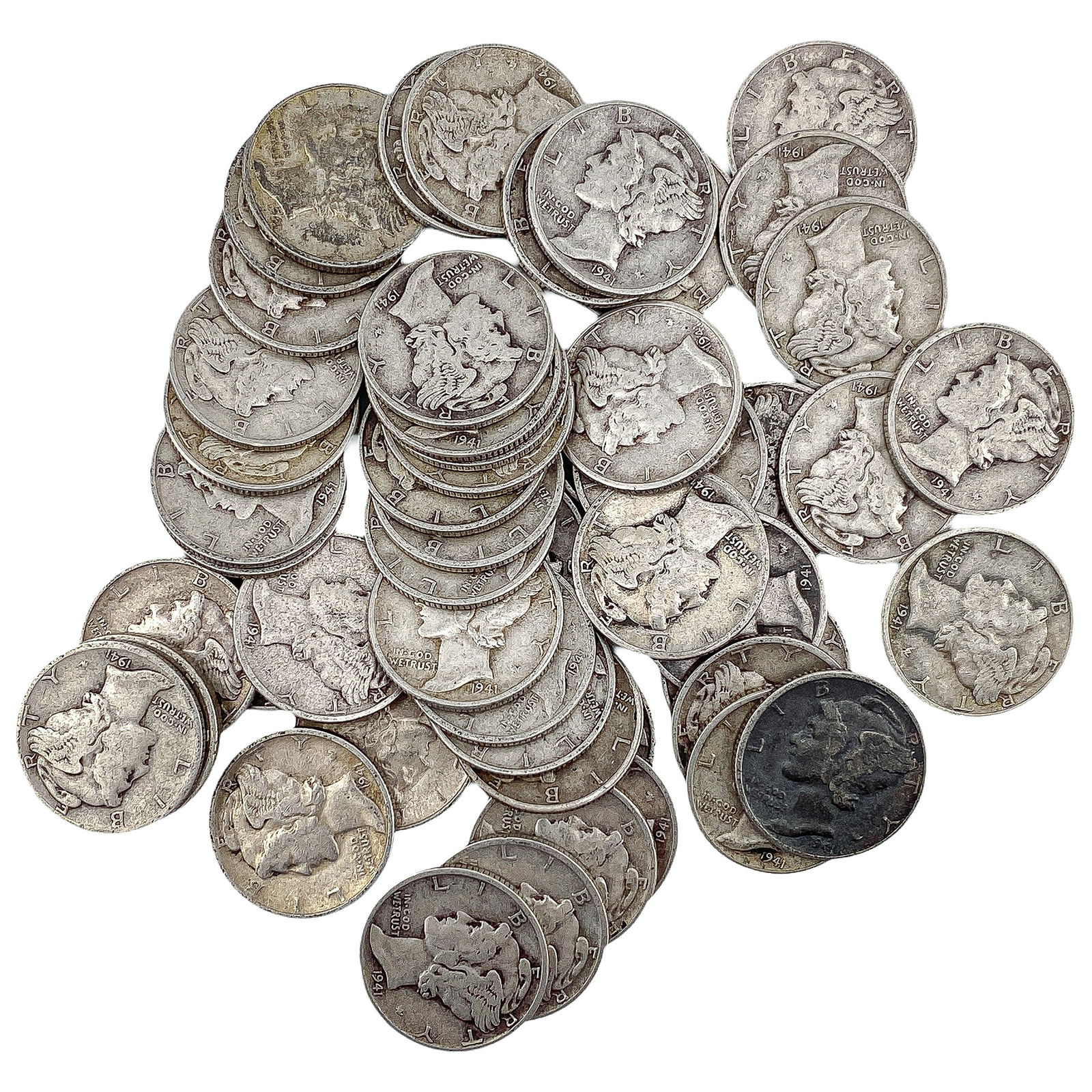 [53 Coins]Mixed Dates Silver Mercury Dime Roll: [53 Coins]Mixed Dates Silver Mercury Dime Roll
