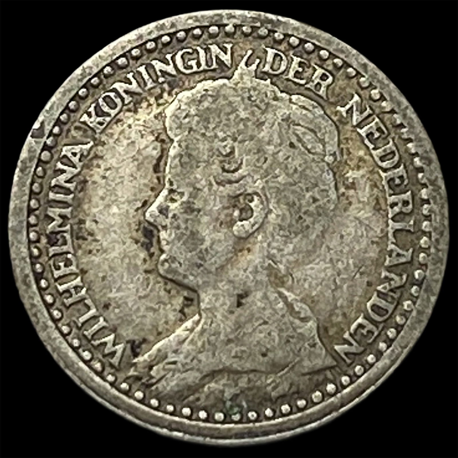 1918 Netherlands Nickel 10 Cents NEARLY UNCIRCULATED: 1918 Netherlands Nickel 10 Cents NEARLY UNCIRCULATED