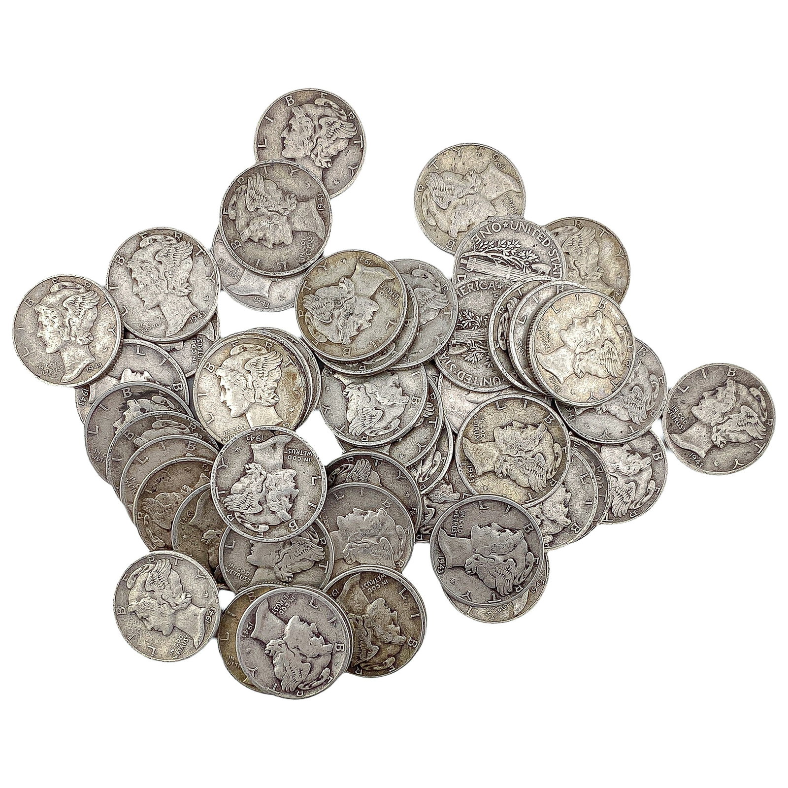 [52 Coins]Mixed Dates Silver Mercury Dime Roll: [52 Coins]Mixed Dates Silver Mercury Dime Roll