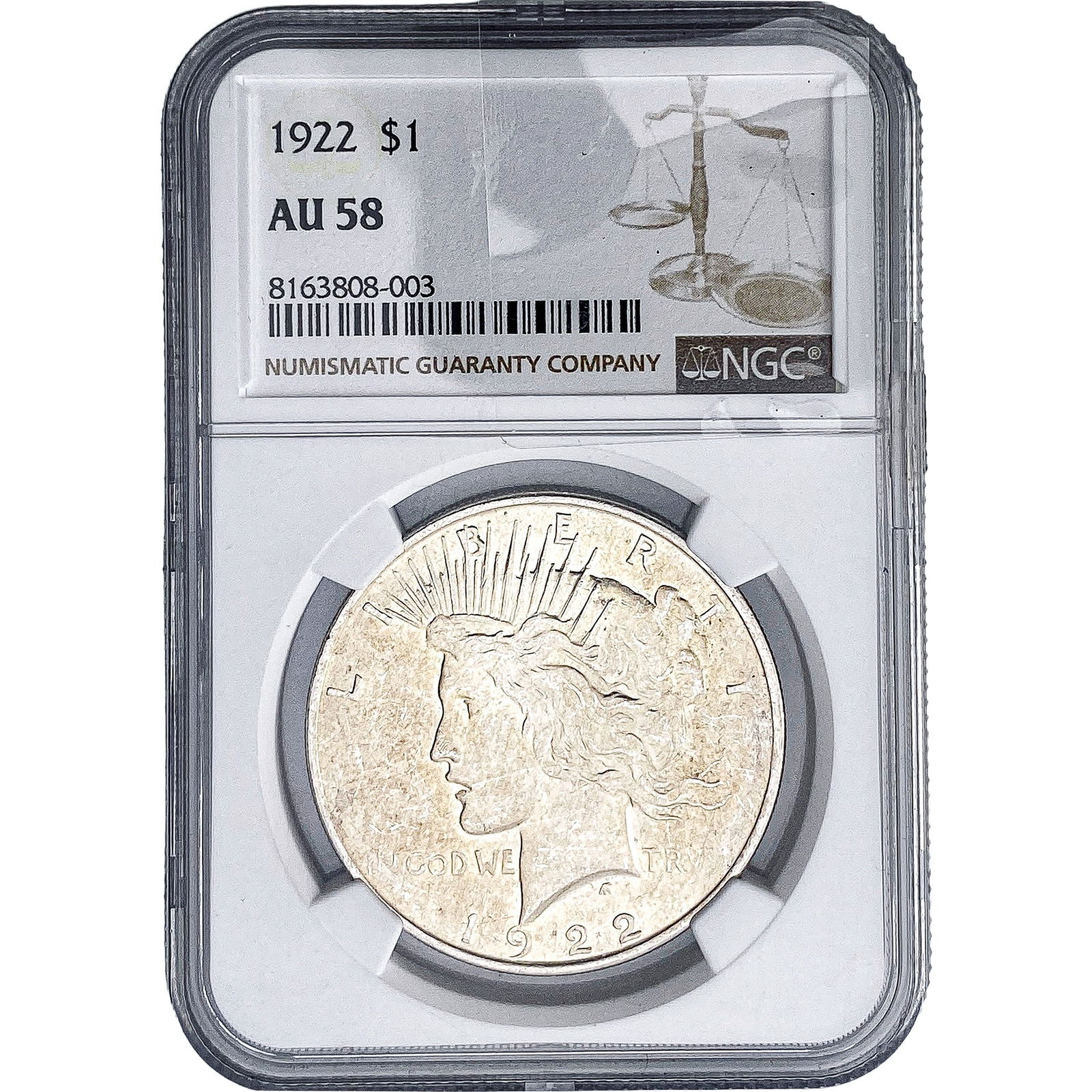 1922 Silver Peace Dollar NGC AU58 (1 of 2)