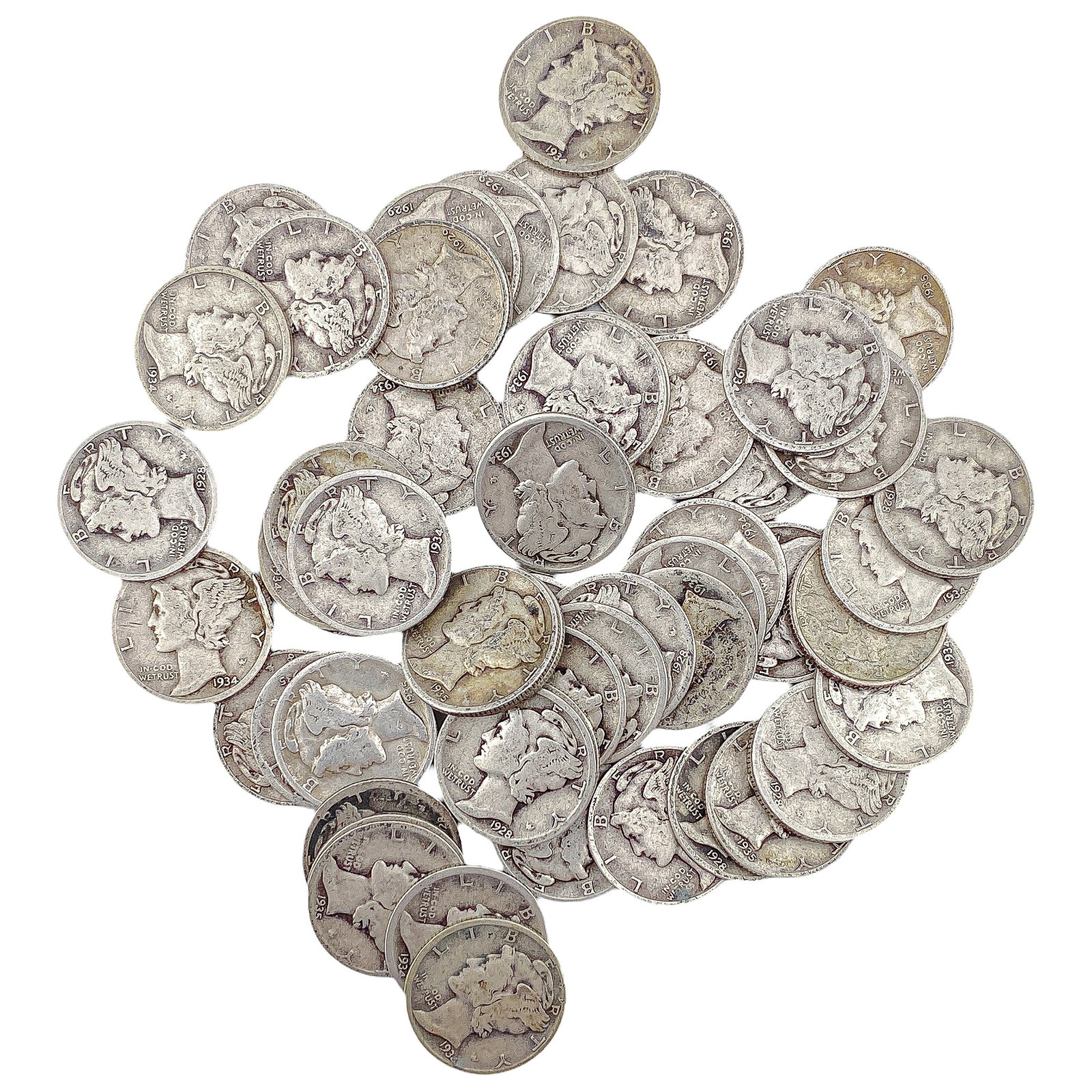 [58 Coins]Mixed Dates Silver Mercury Dime Roll: [58 Coins]Mixed Dates Silver Mercury Dime Roll