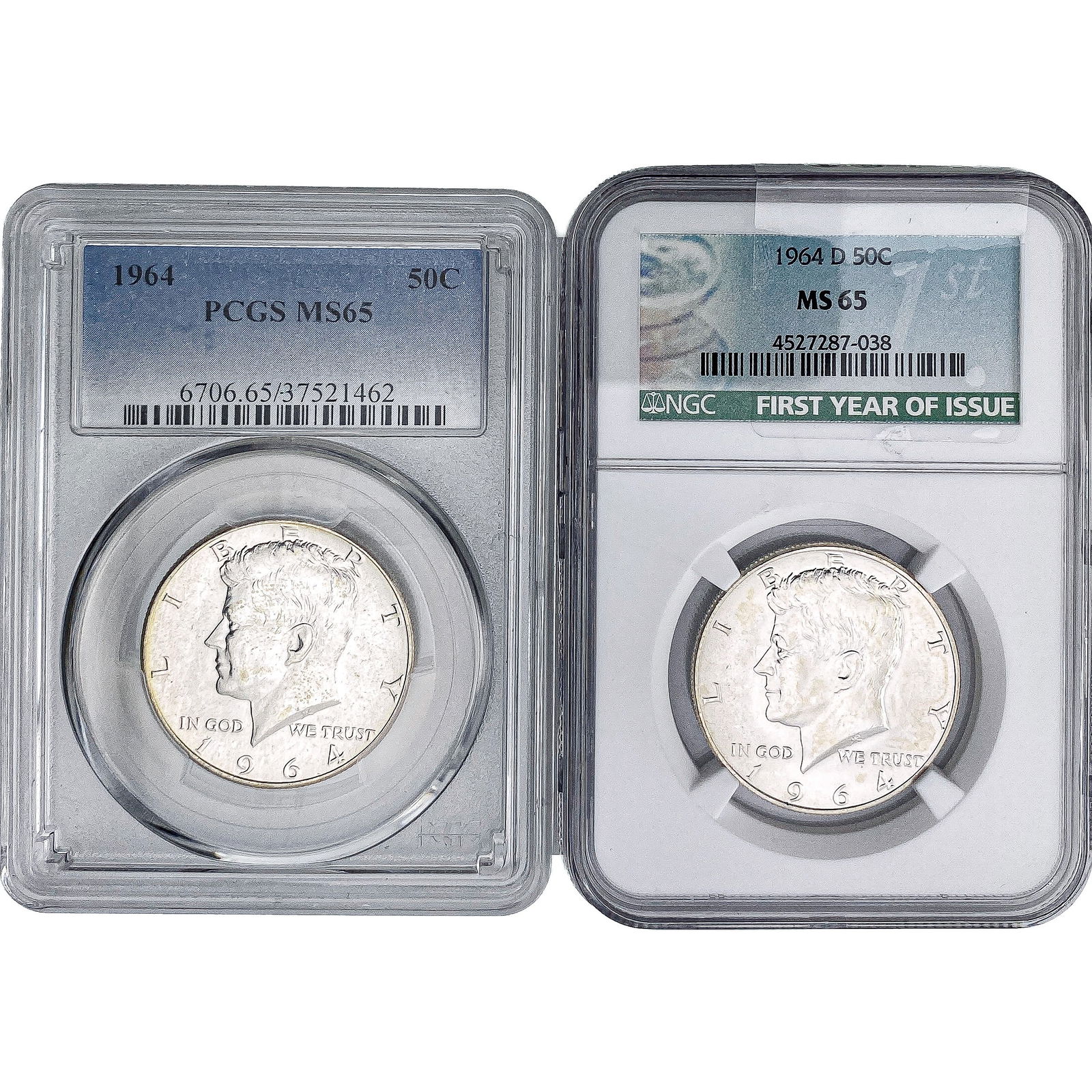 [2 Coins] 1964 Kennedy Half Dollar PCGS/NGC MS65 (1 of 2)