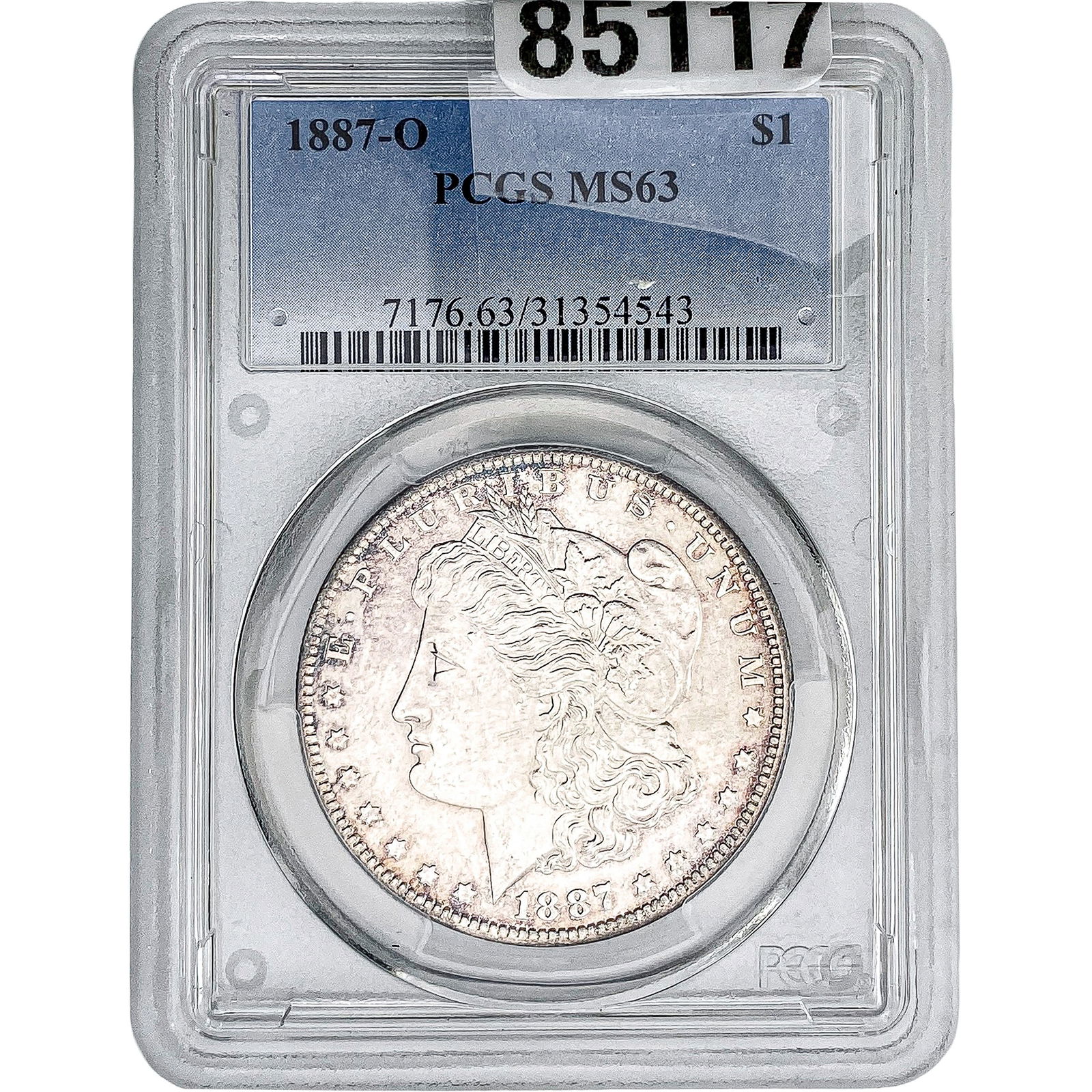 1887-O Morgan Silver Dollar PCGS MS63: 1887-O Morgan Silver Dollar PCGS MS63