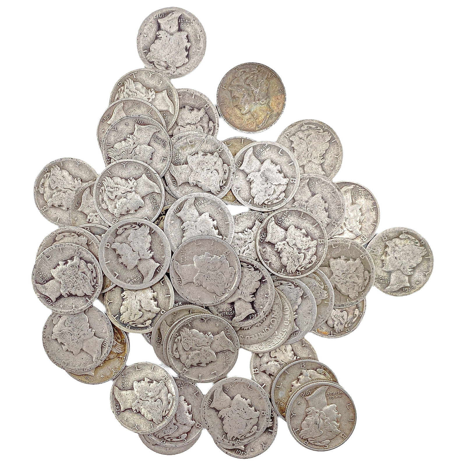 [59 Coins]Mixed Dates Silver Mercury Dime Roll: [59 Coins]Mixed Dates Silver Mercury Dime Roll