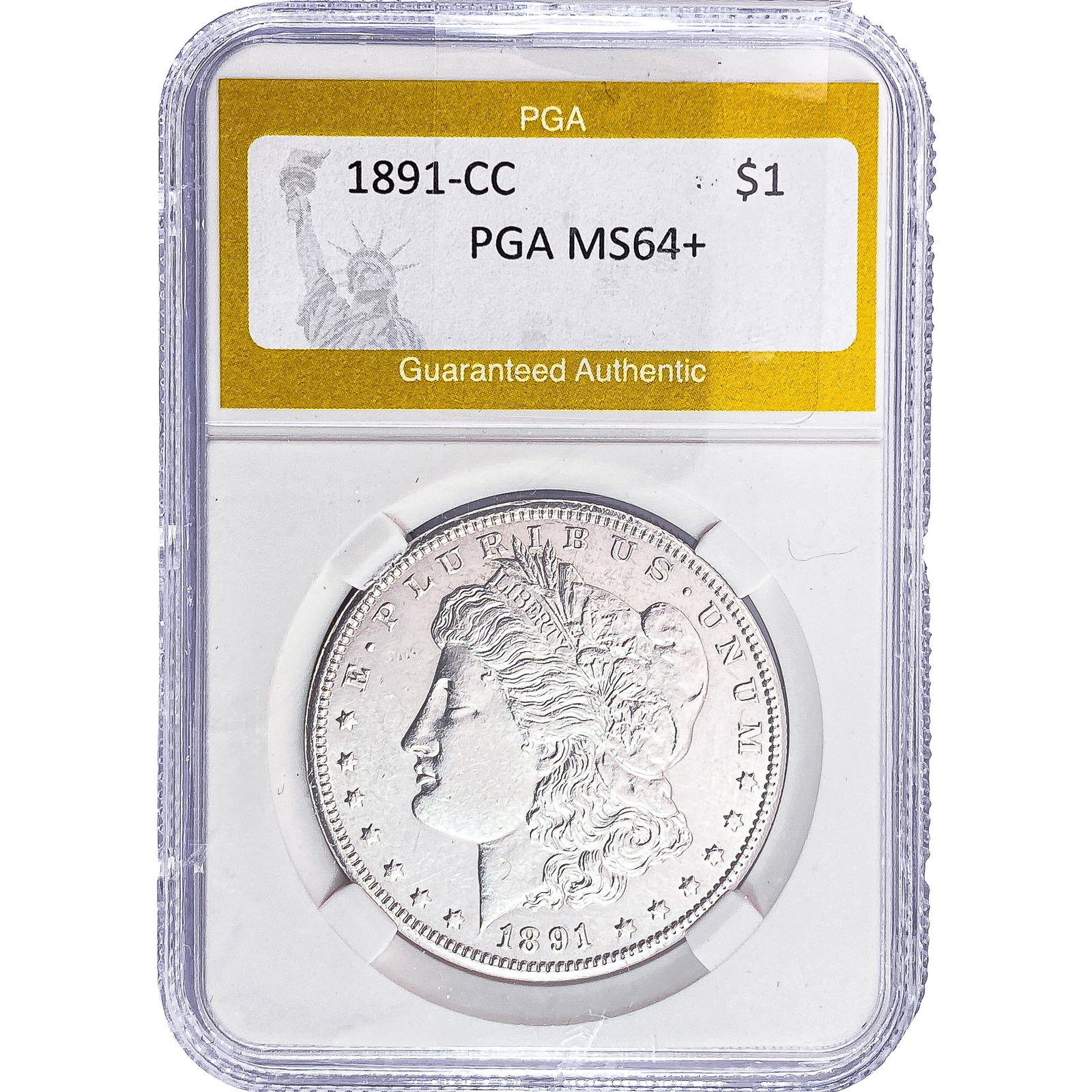 1891-CC Morgan Silver Dollar PGA MS64+: 1891-CC Morgan Silver Dollar PGA MS64+