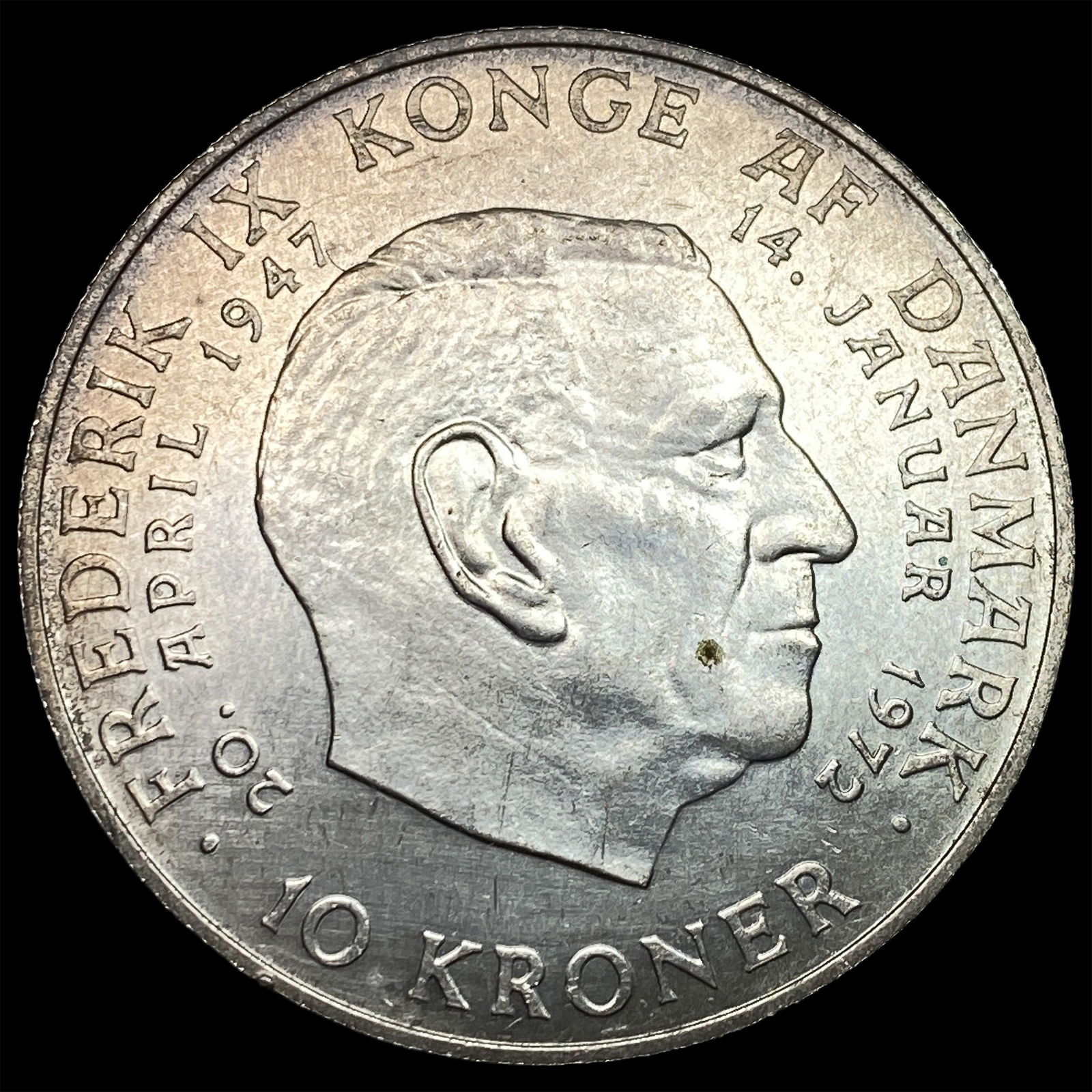 1972 Denmark .5247oz Silver 10 Kroner NEARLY UNCIRCULATED: 1972 Denmark .5247oz Silver 10 Kroner NEARLY UNCIRCULATED