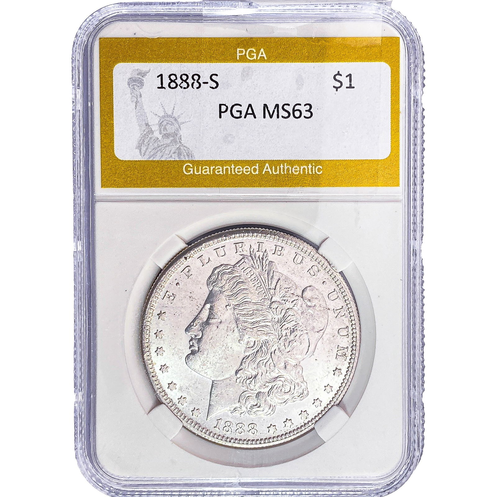 1888-S Morgan Silver Dollar PGA MS63: 1888-S Morgan Silver Dollar PGA MS63