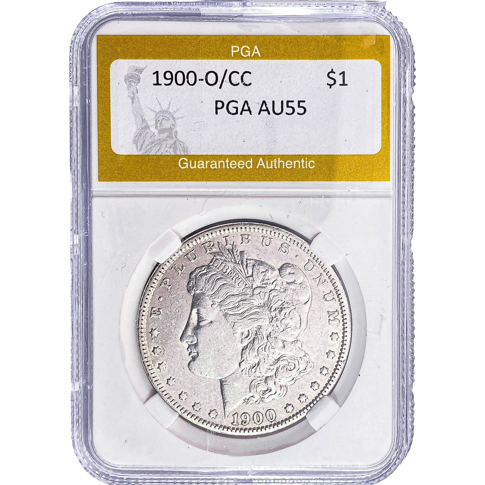 1900-O/CC Morgan Silver Dollar PGA AU55: 1900-O/CC Morgan Silver Dollar PGA AU55