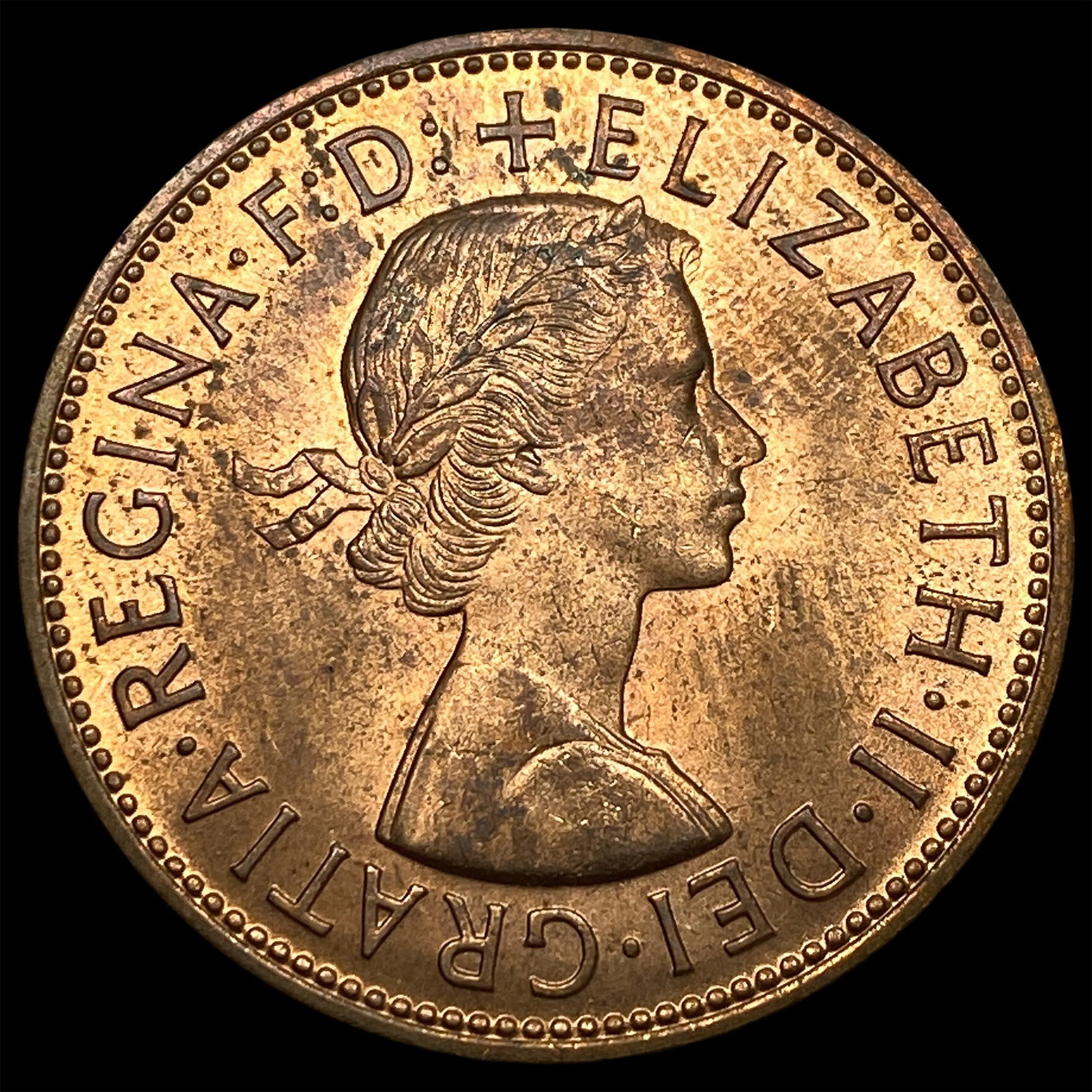 1965 Great Britain One Penny - Elizabeth II NEARLY UNCIRCULATED: 1965 Great Britain One Penny - Elizabeth II NEARLY UNCIRCULATED