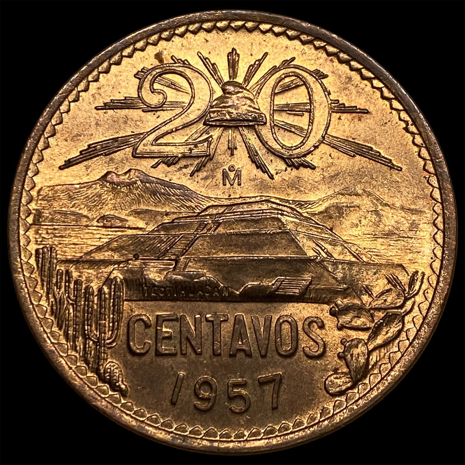 1957 Mexico 20 Centavos NEARLY UNCIRCULATED: 1957 Mexico 20 Centavos NEARLY UNCIRCULATED