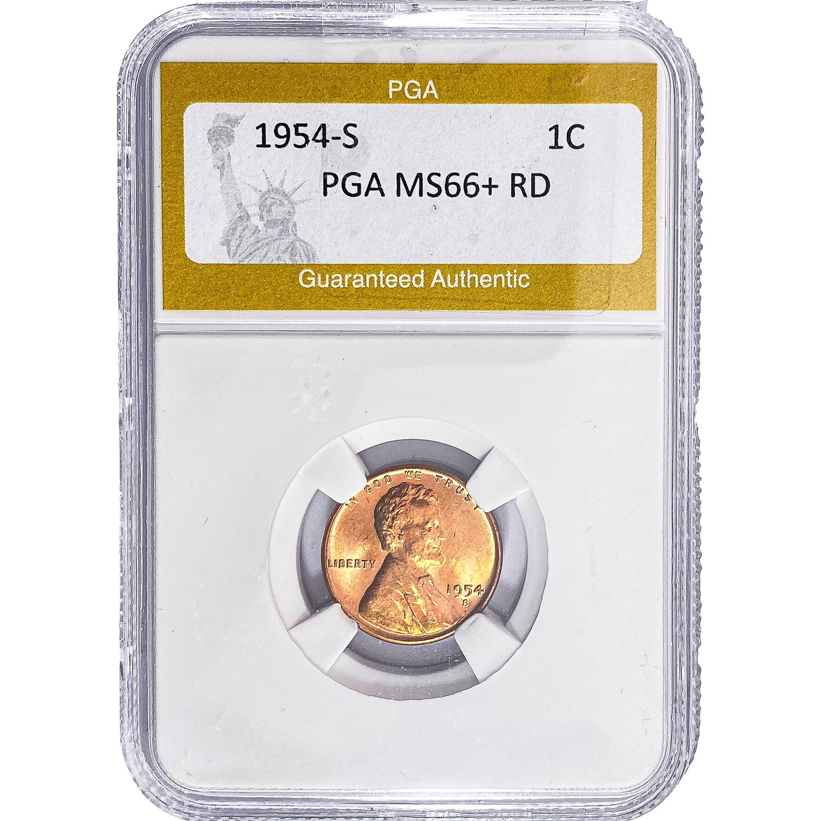 1954-S Wheat Cent PGA MS66+ RD: 1954-S Wheat Cent PGA MS66+ RD