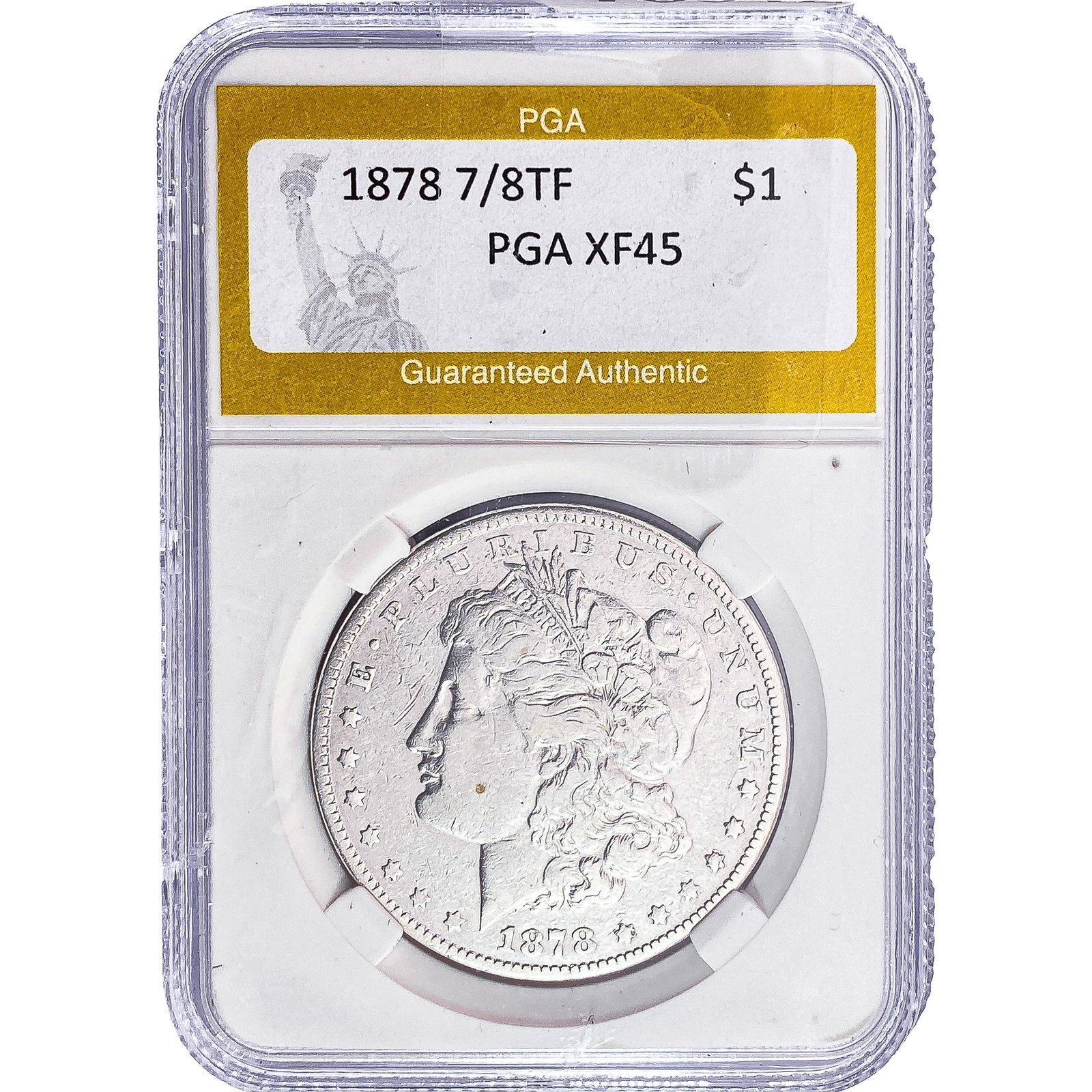 1878 7/8TF Morgan Silver Dollar PGA XF45: 1878 7/8TF Morgan Silver Dollar PGA XF45