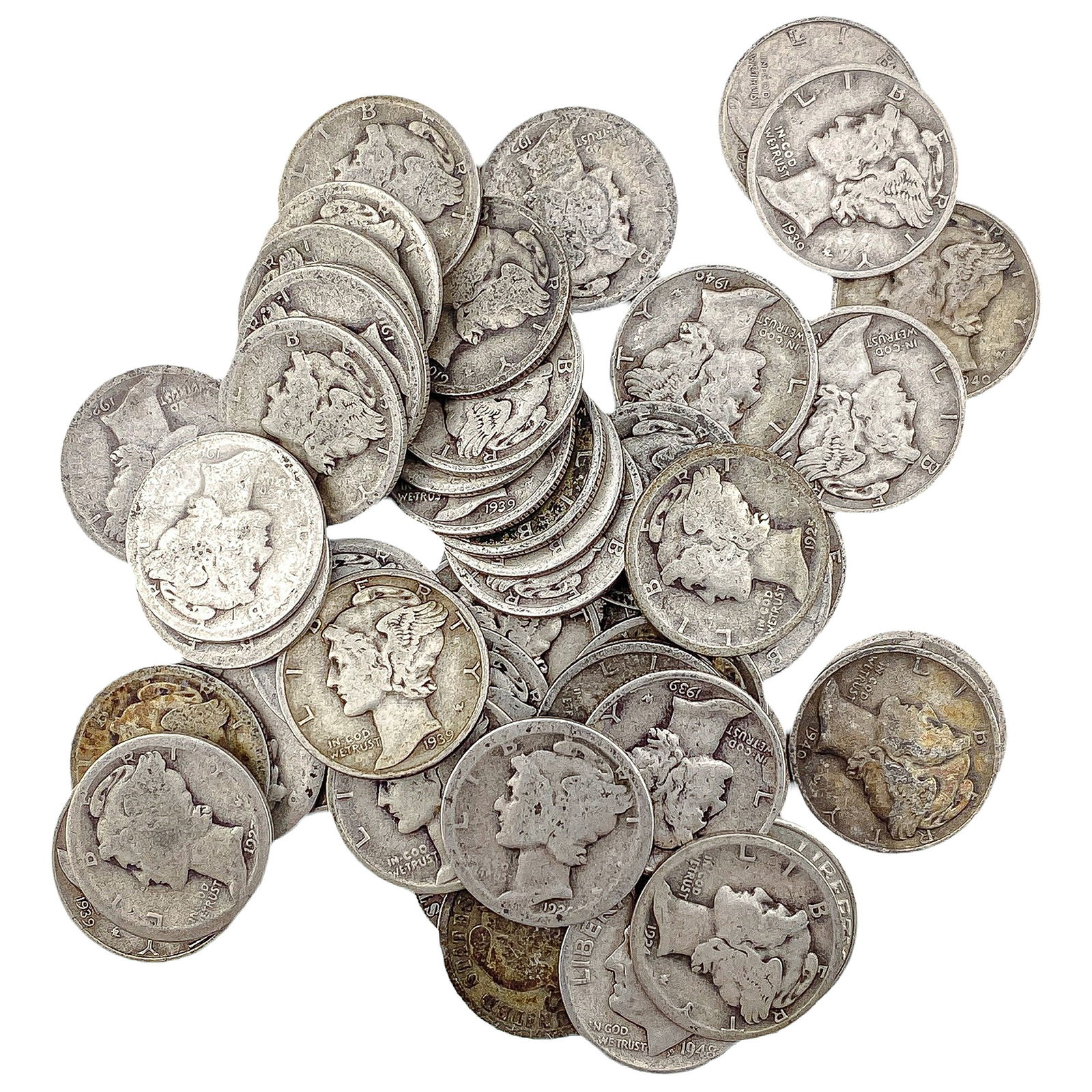 [50 Coins]Mixed Dates SIlver Dime Roll (1 of 2)