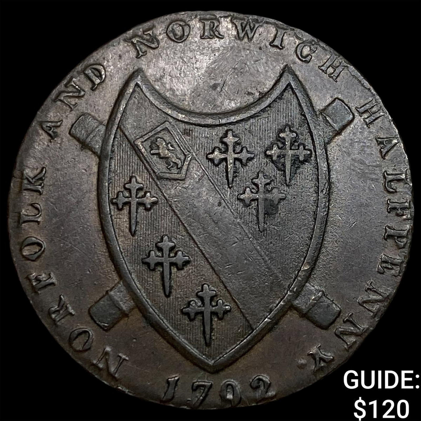 1792 Norfolk & Norwich Halfpenny NEARLY UNCIRCULATED: 1792 Norfolk & Norwich Halfpenny NEARLY UNCIRCULATED