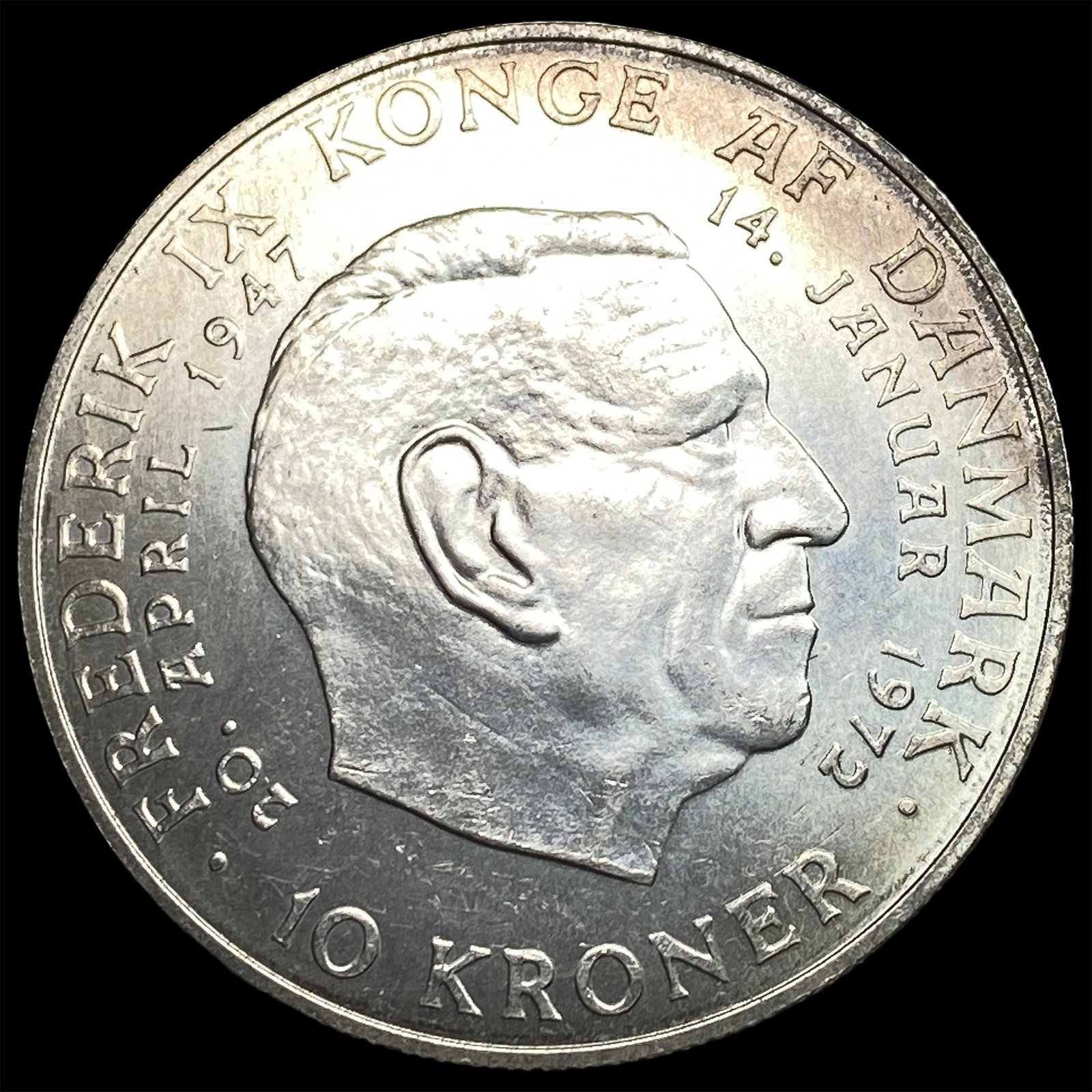 1972 Denmark .5247oz Silver 10 Kroner NEARLY UNCIRCULATED: 1972 Denmark .5247oz Silver 10 Kroner NEARLY UNCIRCULATED