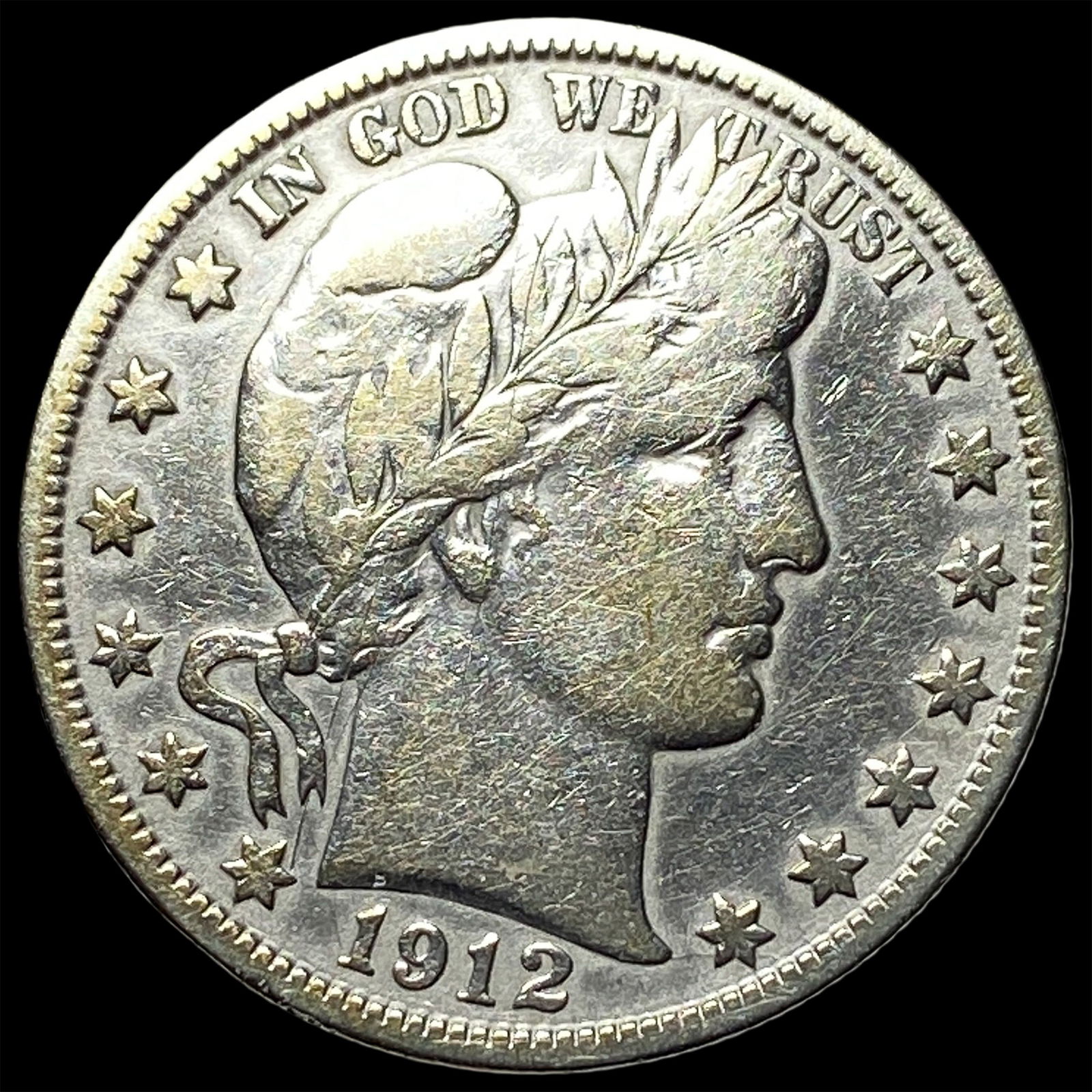 1912-S Silver Barber Half Dollar ABOUT UNCIRCULATED: 1912-S Silver Barber Half Dollar ABOUT UNCIRCULATED