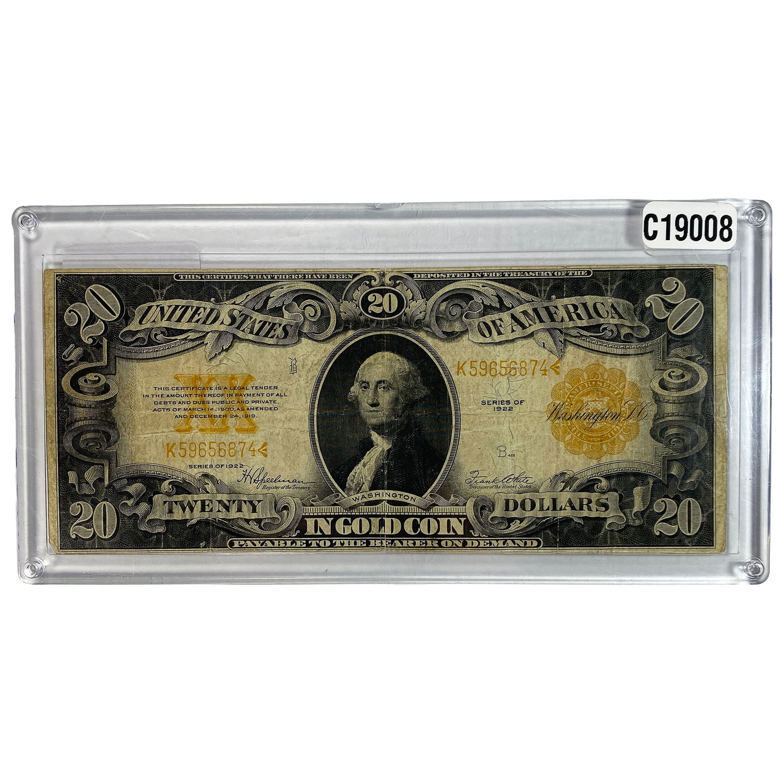 1922 $20 Large Size Gold Certificate VF (1 of 2)