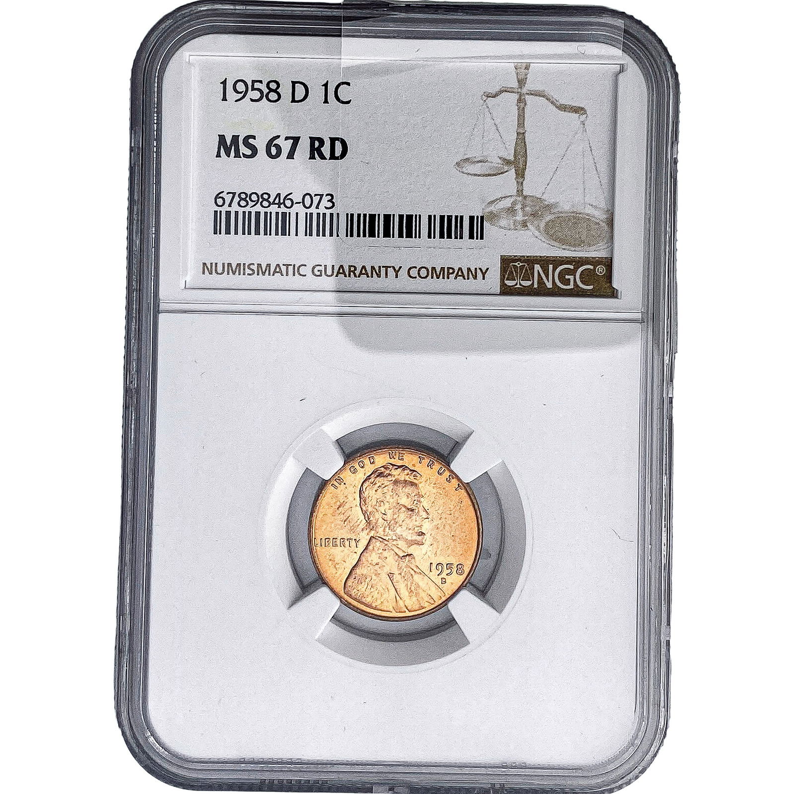 1958-D Wheat Cent NGC MS67 RD: 1958-D Wheat Cent NGC MS67 RD