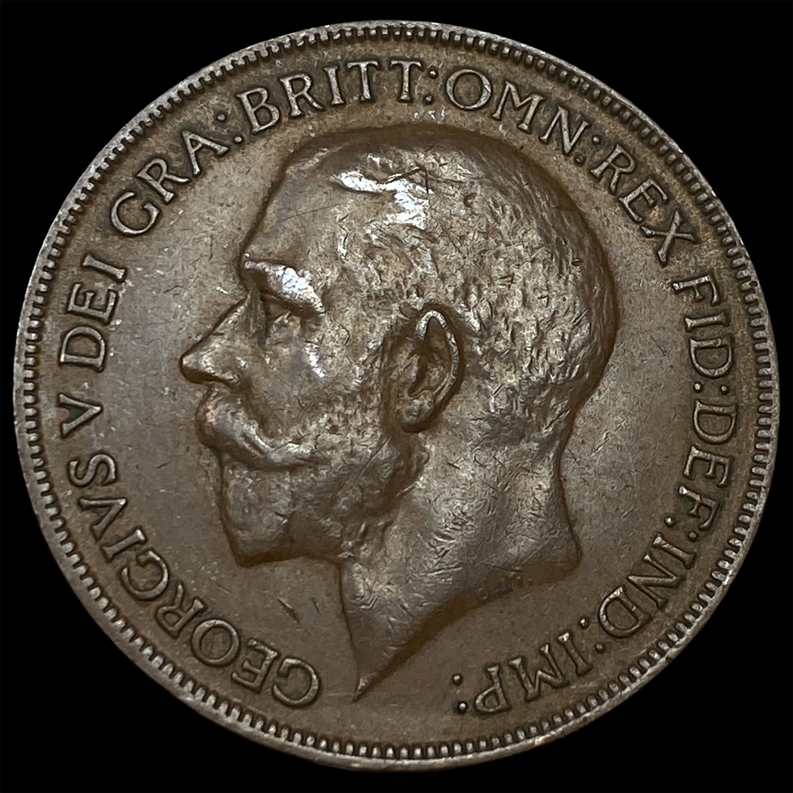 1922 Great Britain One Penny - George V NEARLY UNCIRCULATED: 1922 Great Britain One Penny - George V NEARLY UNCIRCULATED