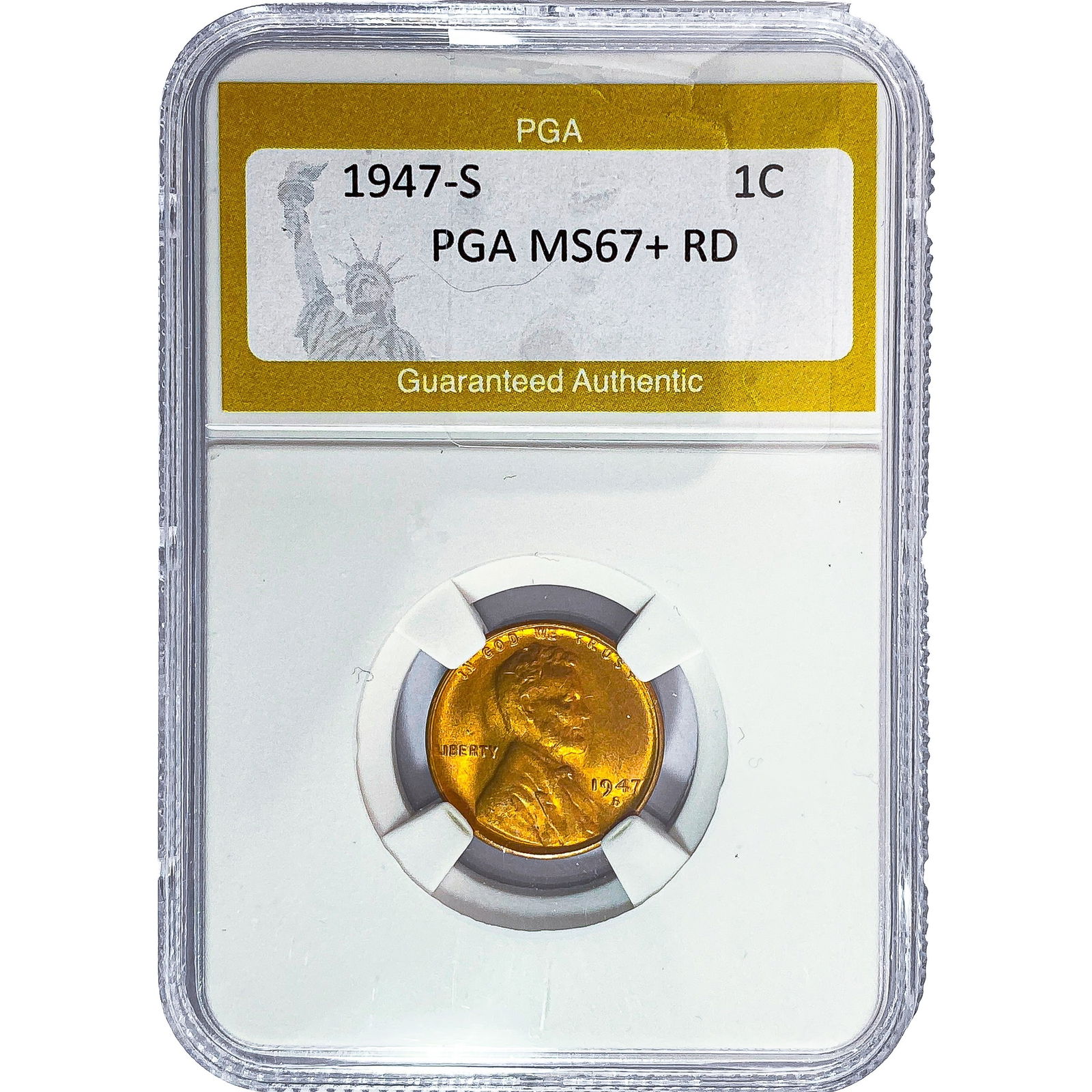 1947-S Wheat Cent PGA MS67+ RD: 1947-S Wheat Cent PGA MS67+ RD