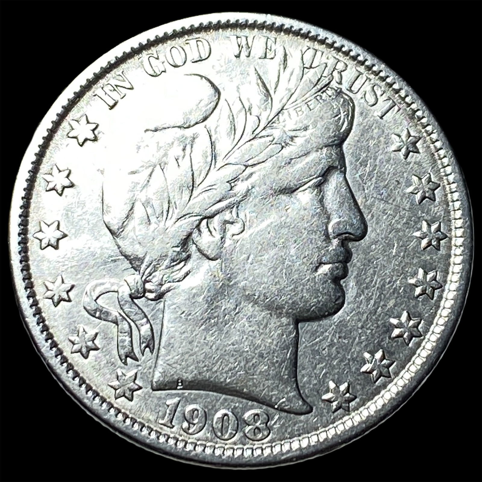 1908-O Silver Barber Half Dollar NEARLY UNCIRCULATED (1 of 2)