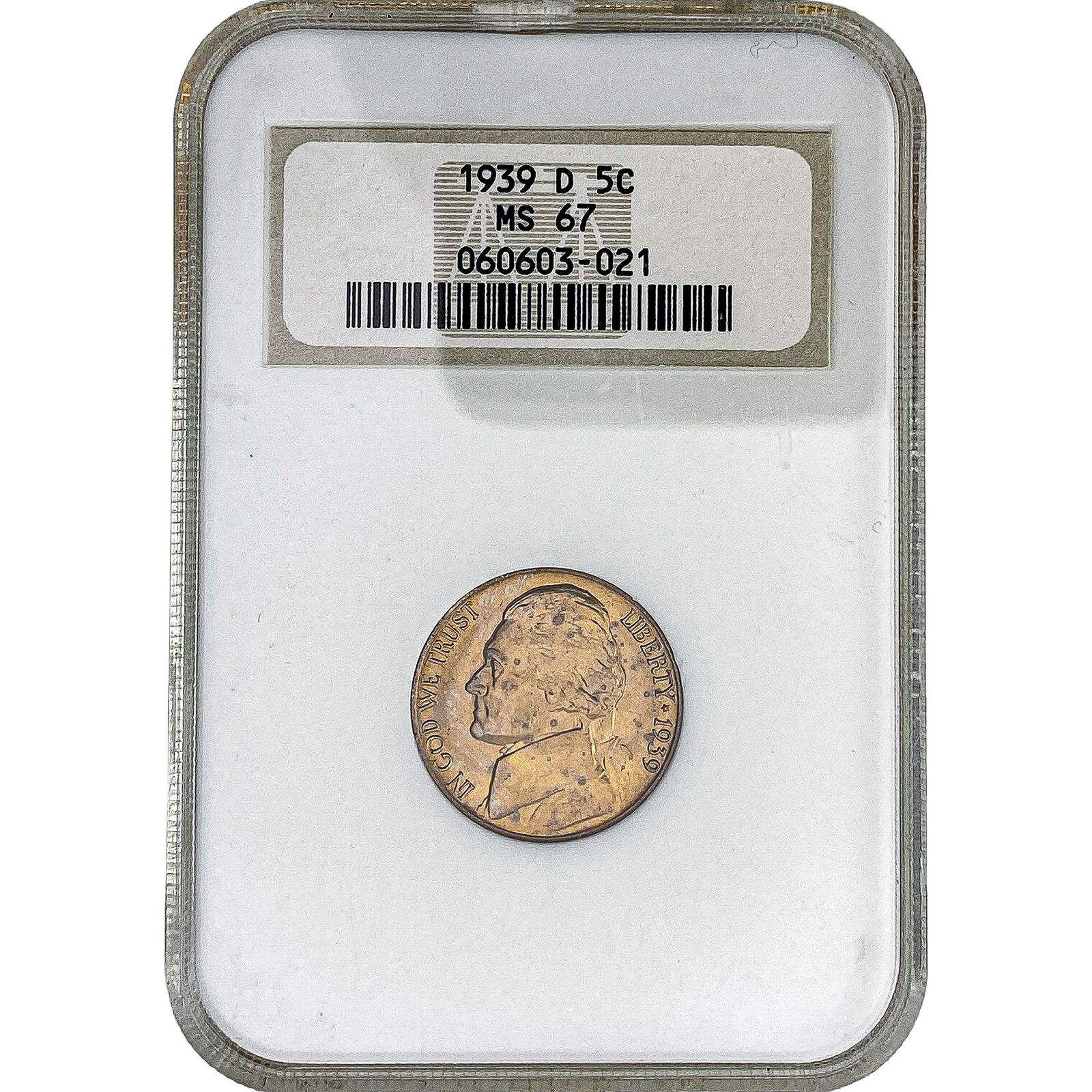1939-D Jefferson Nickel NGC MS67: 1939-D Jefferson Nickel NGC MS67