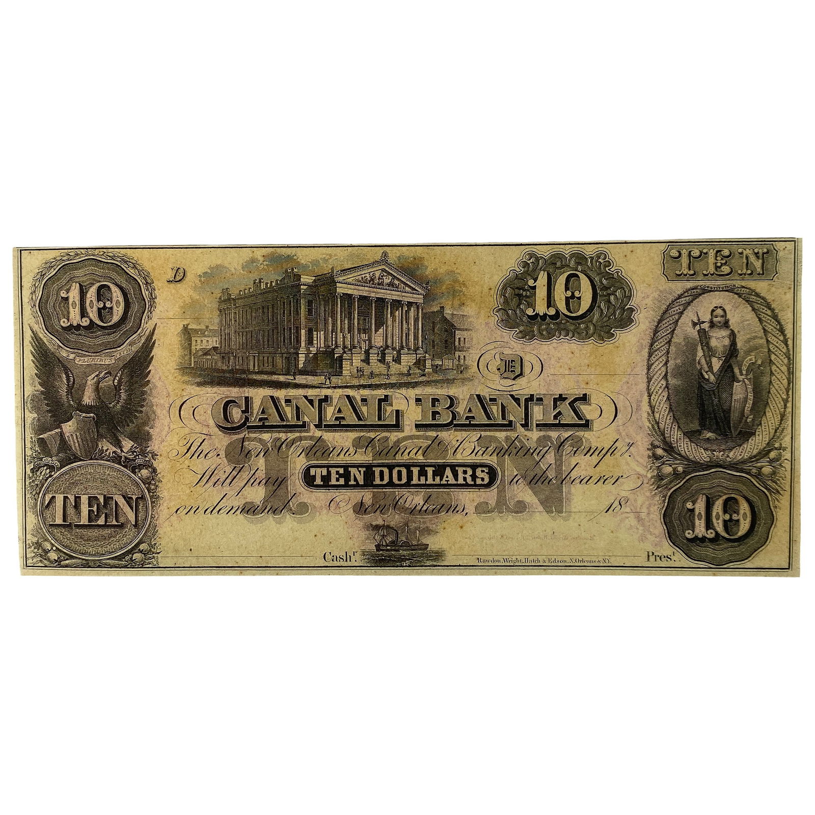18_ $10 Canal Bank Note: 18_ $10 Canal Bank Note