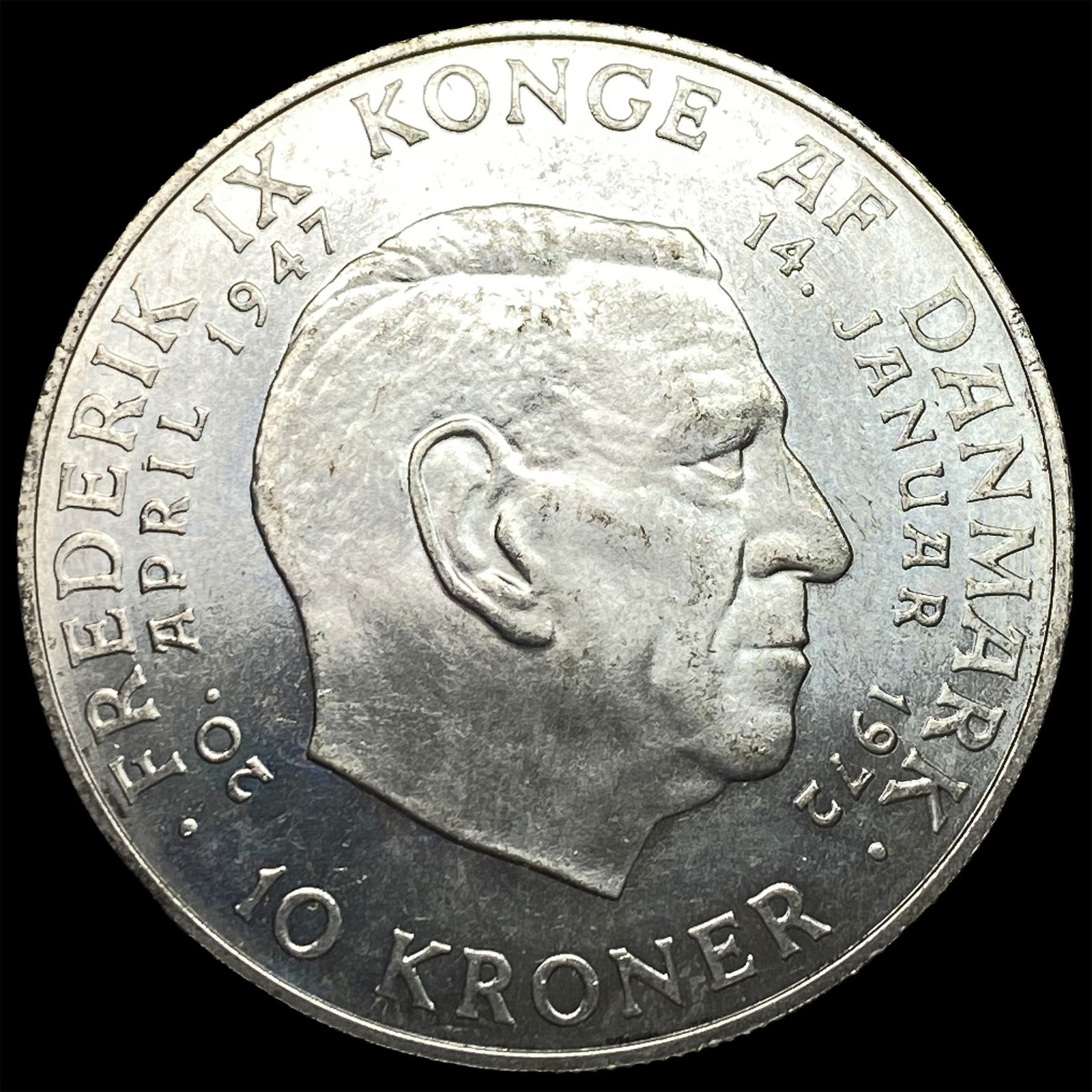 1972 Denmark .5247oz Silver 10 Kroner NEARLY UNCIRCULATED: 1972 Denmark .5247oz Silver 10 Kroner NEARLY UNCIRCULATED